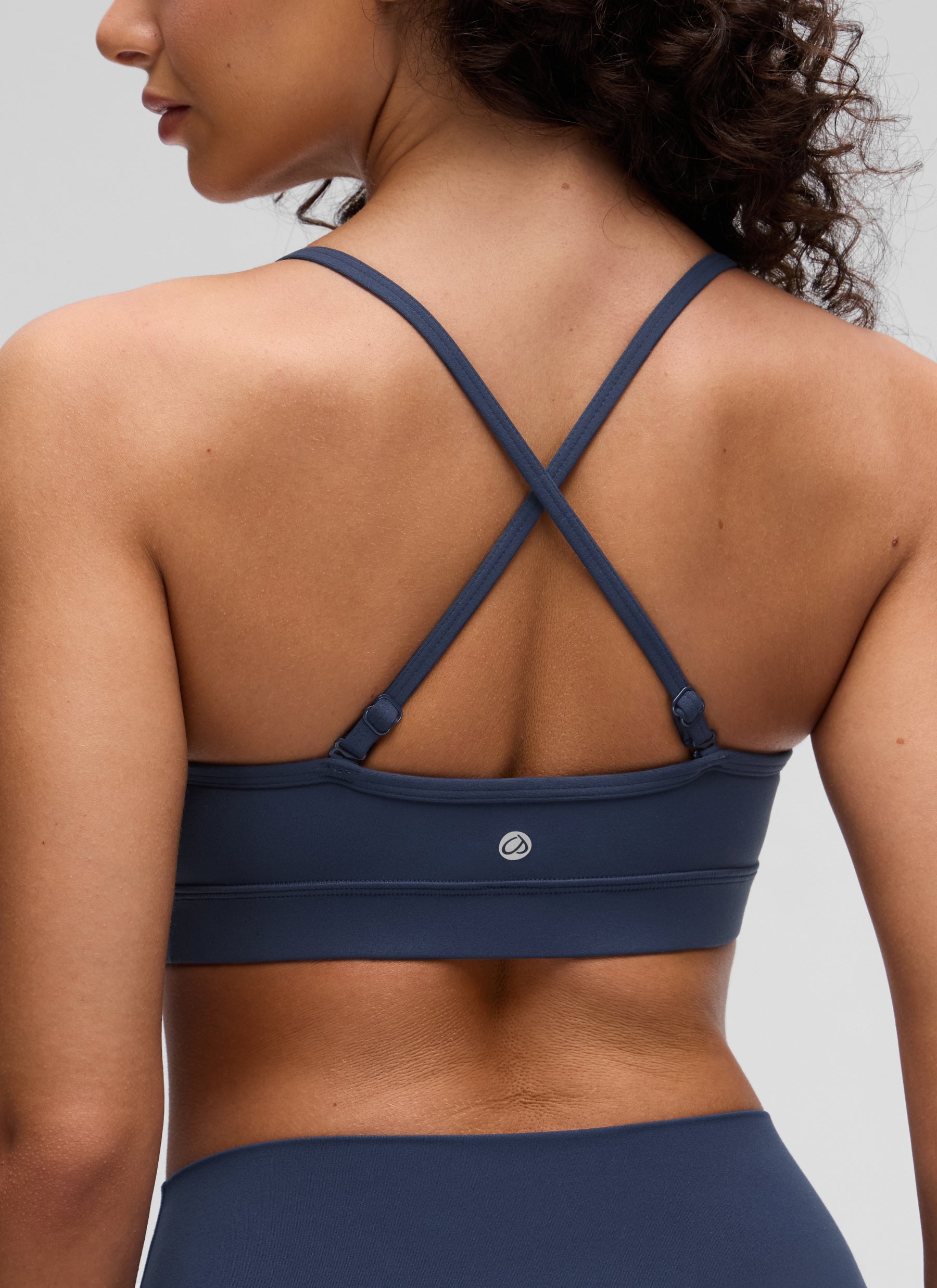 CRZ YOGA Butterluxe Womens V Neck Camisole Yoga Padded Sports Bra Club Blue