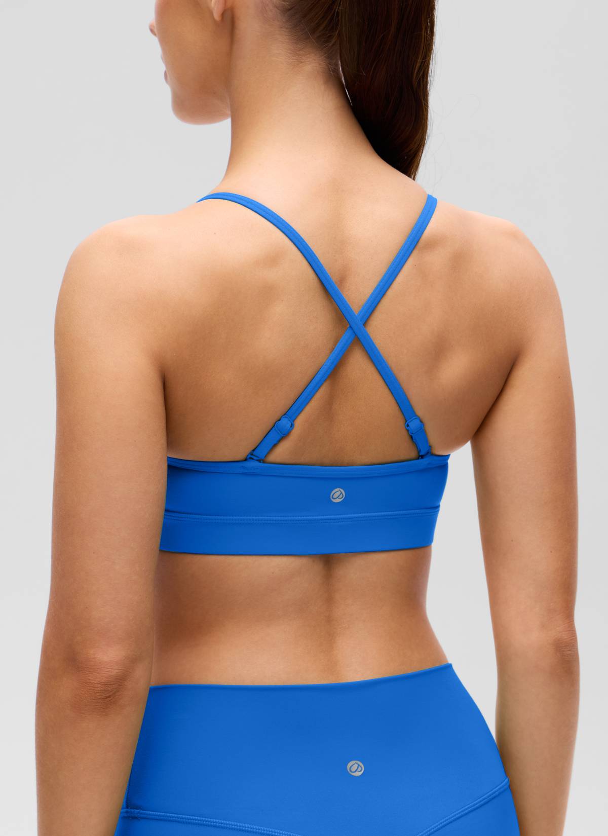 CRZ YOGA Butterluxe Womens V Neck Camisole Yoga Padded Sports Bra Sparkle Blue @model_info:Lary