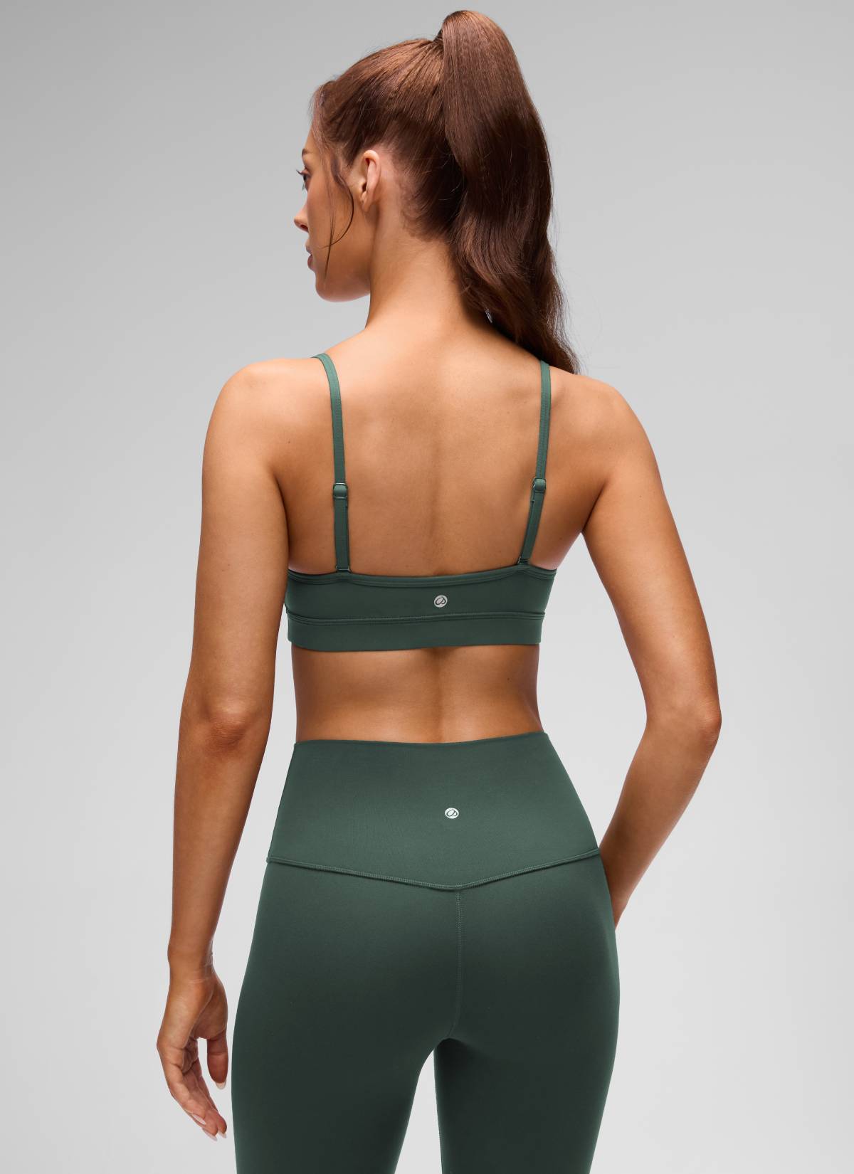 CRZ YOGA Butterluxe Womens V Neck Camisole Yoga Padded Sports Bra Dark Forest Green @model_info:Lary