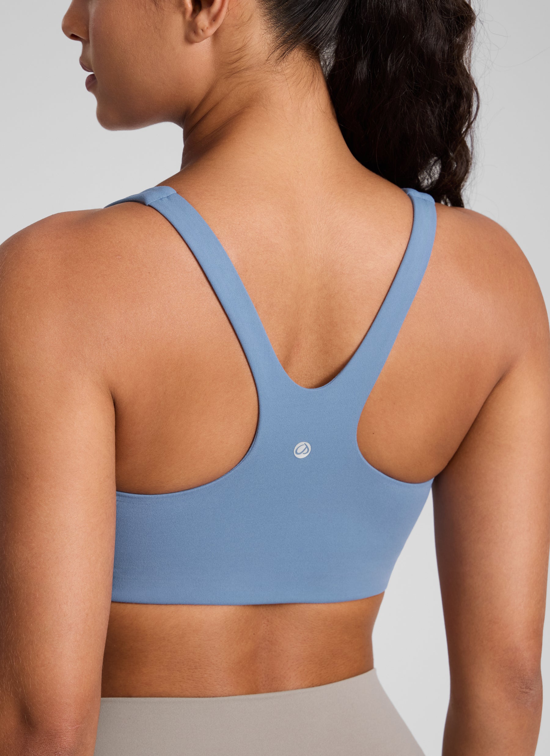 CRZ YOGA Dame Butterlift Dobbeltsidig Firkantet Hals Yoga Sports-BH Vasket Denim @model_info:C