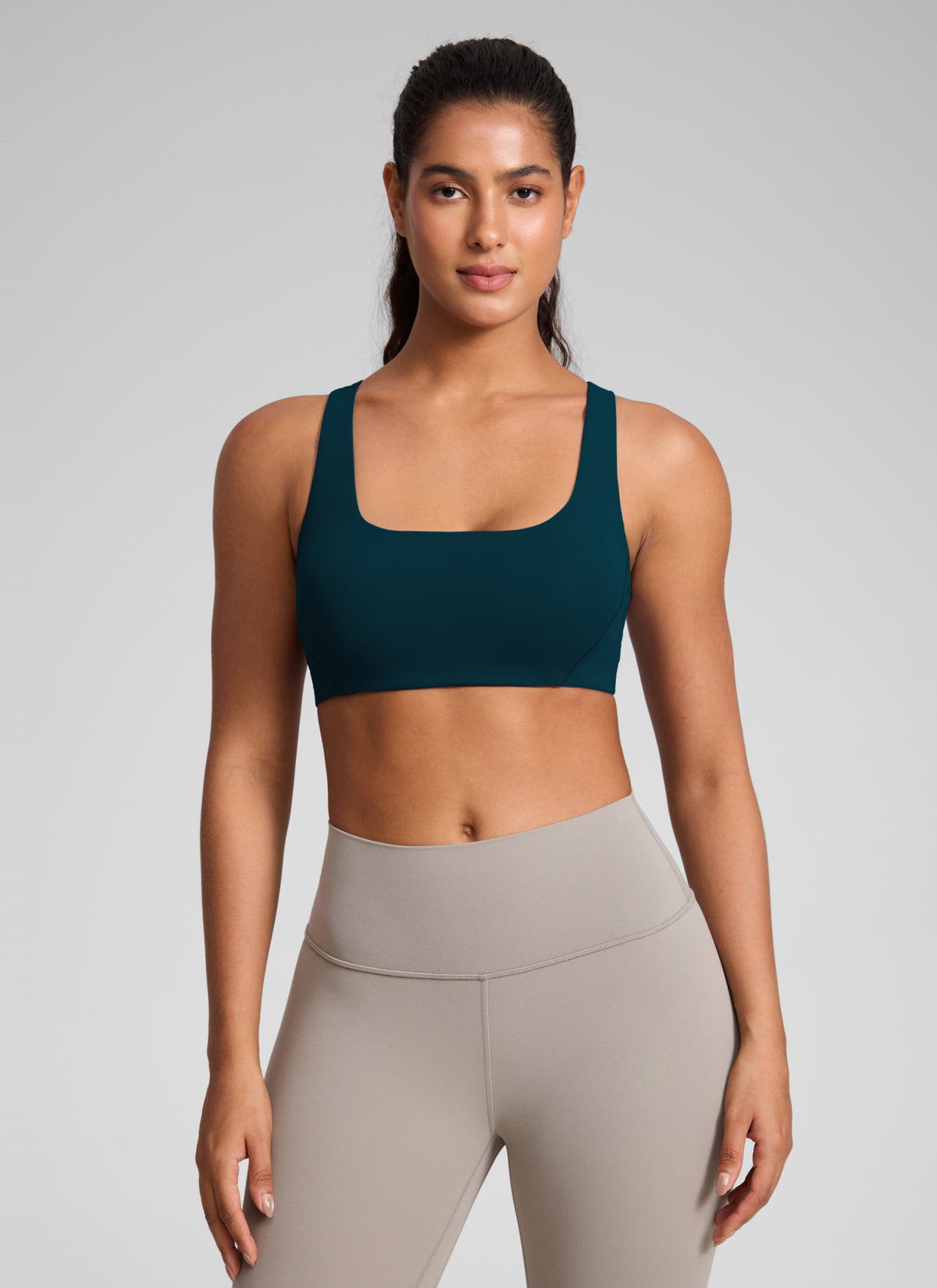 CRZ YOGA Dame Butterlift Dobbeltfôret Firkantet Utskjæring Yoga Sports-BH True Navy @model_info:S1