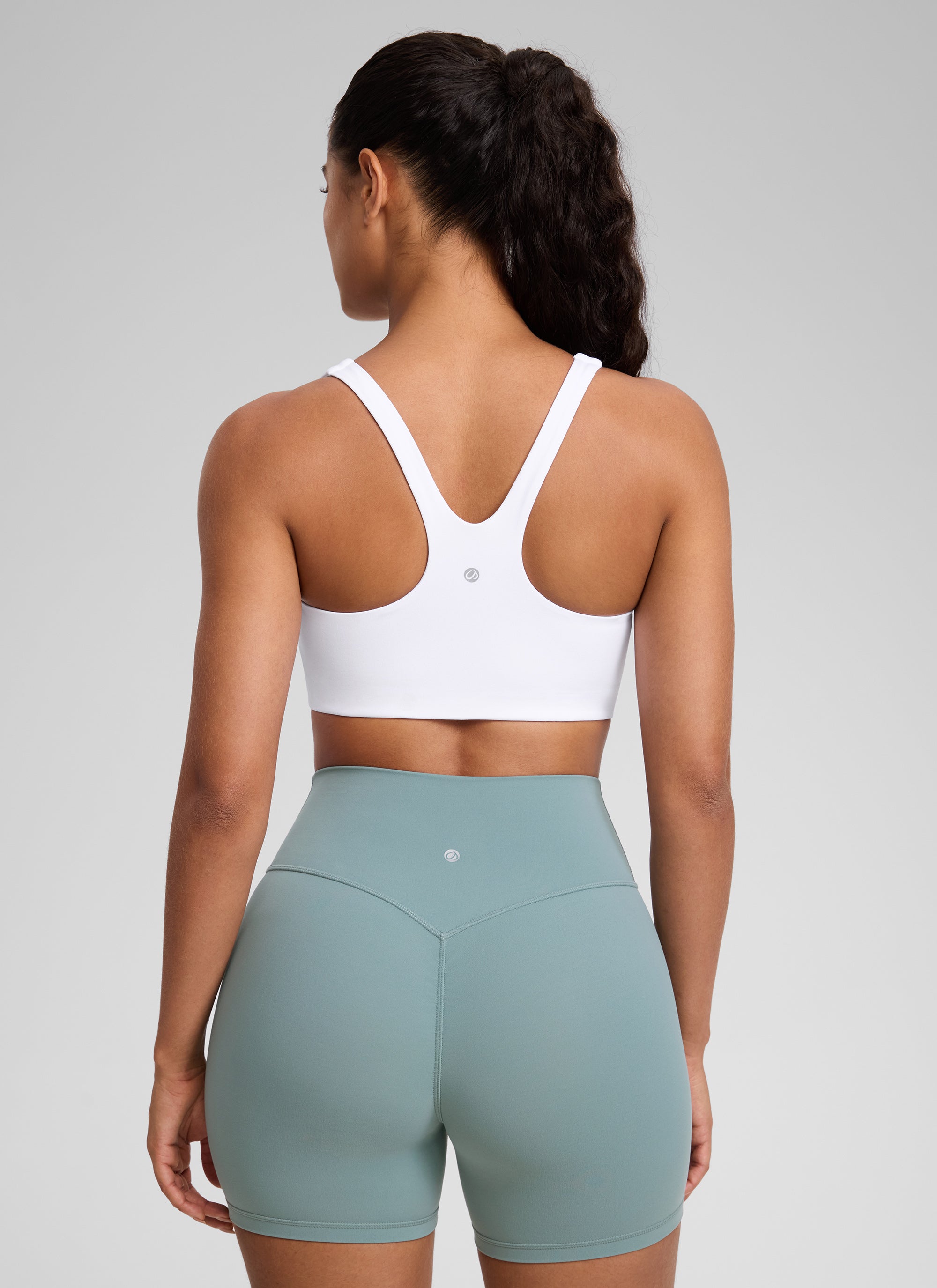 CRZ YOGA Dames Butterlift Dubbel gevoerde Yoga Sportbeha met rechte halslijn, White