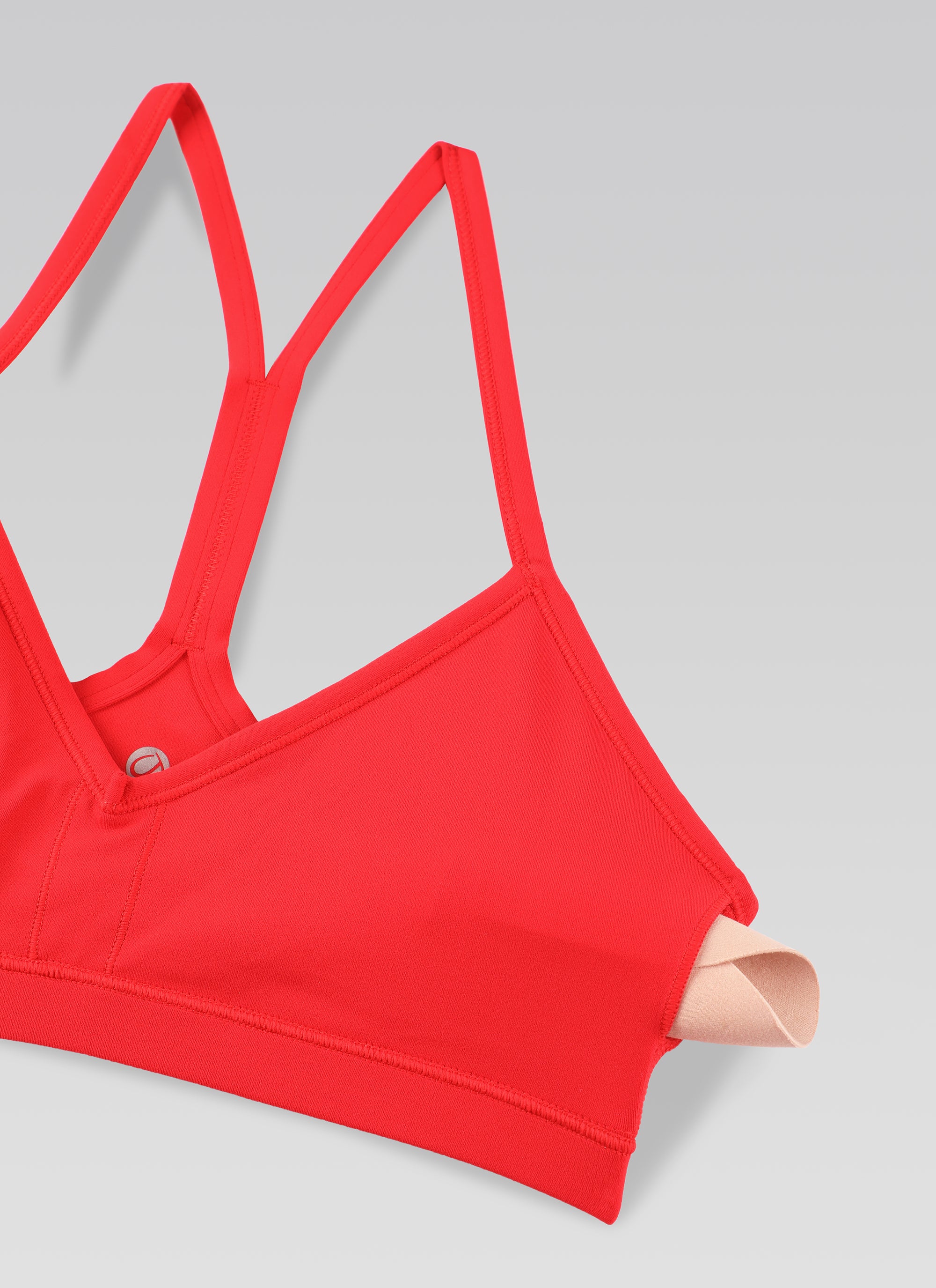 CRZ YOGA Butterluxe Yoga-Sport-BH für Damen mit gerafftem V-Ausschnitt und Polsterung, tiefrot