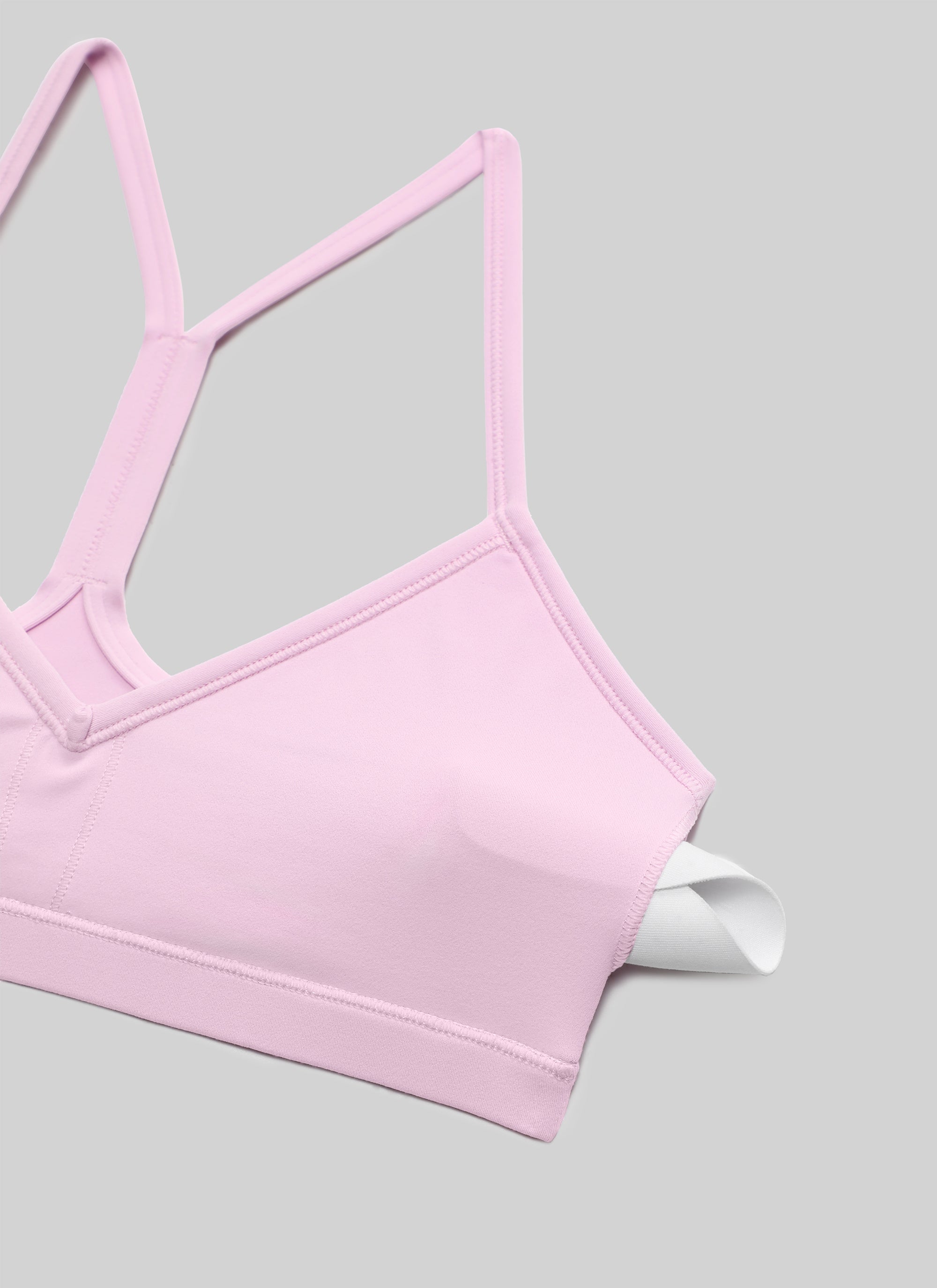 CRZ YOGA Butterluxe Yoga-Sport-BH für Damen mit gerafftem V-Ausschnitt und Polsterung, Vita Pink
