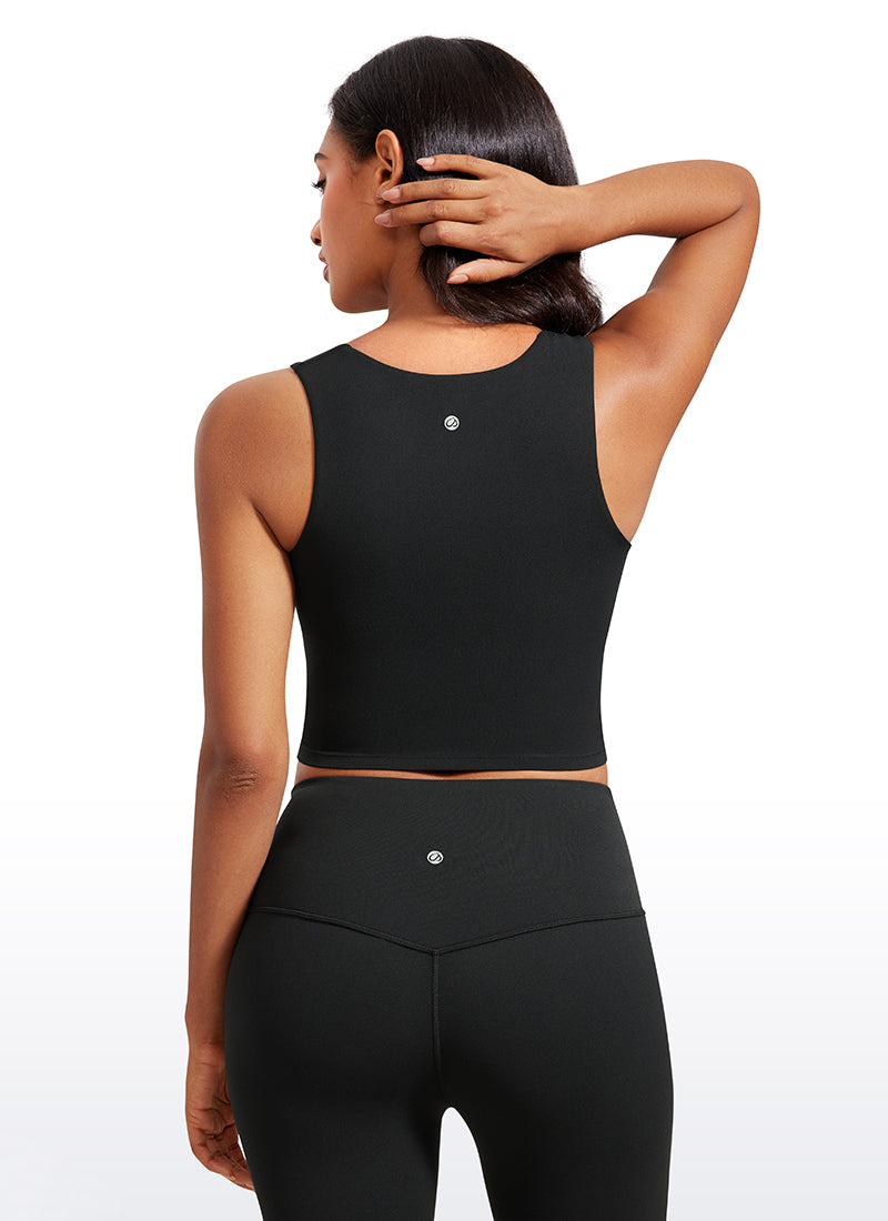 Débardeur de sport long à col carré avec soutien-gorge intégré Butterluxe pour femme Noir