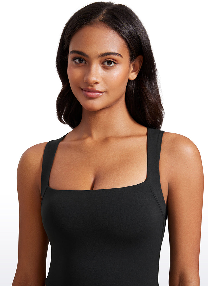 Débardeur de sport long à col carré avec soutien-gorge intégré Butterluxe pour femme Noir