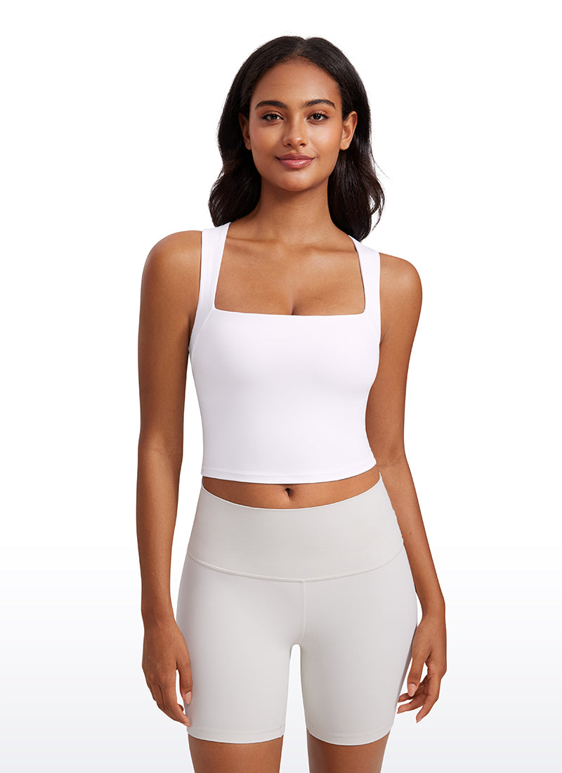 Débardeur de sport long à col carré avec soutien-gorge intégré Butterluxe pour femme Blanc