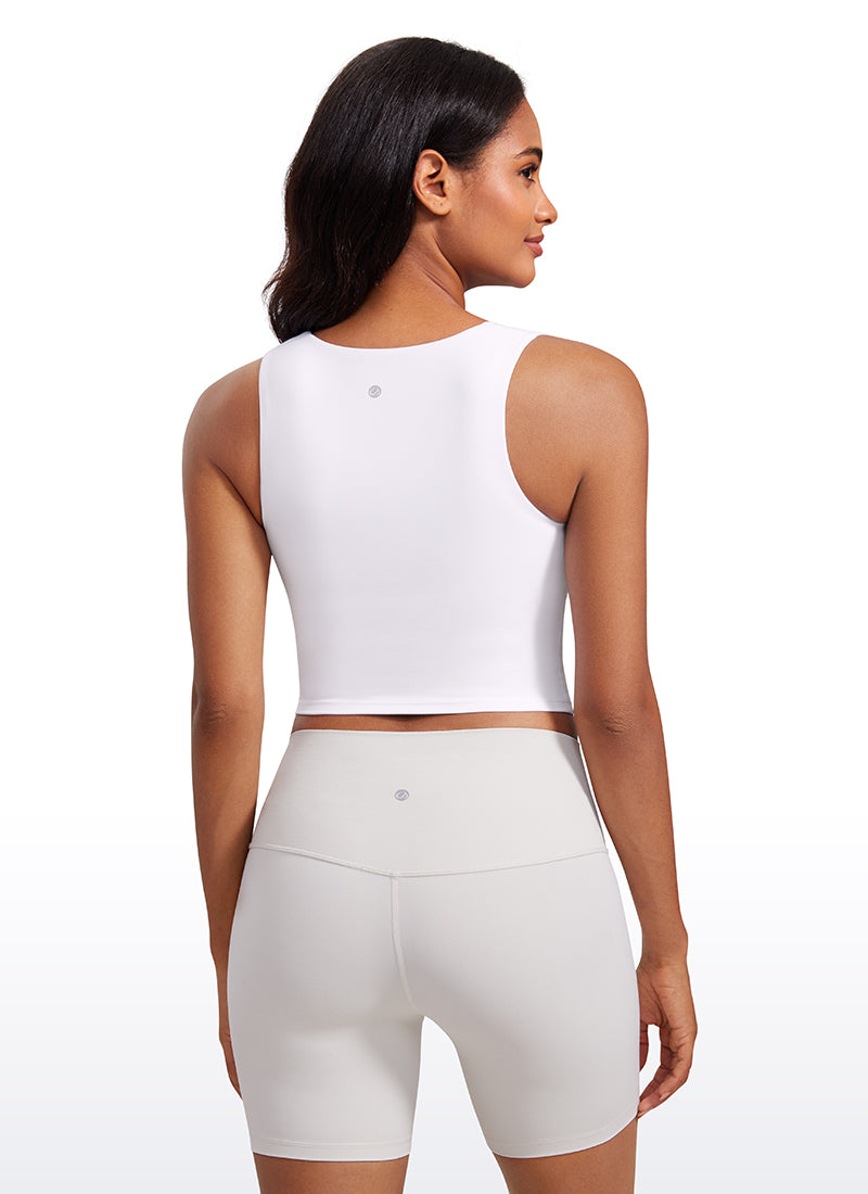 Débardeur de sport long à col carré avec soutien-gorge intégré Butterluxe pour femme Blanc