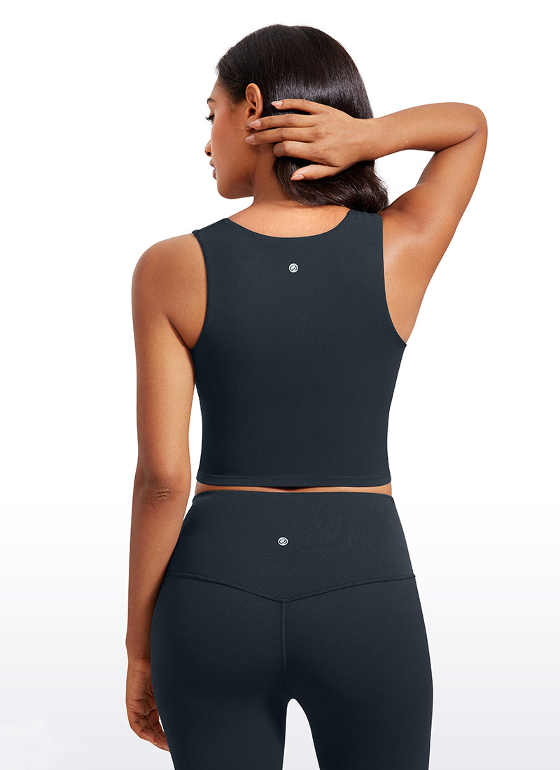 Débardeur de sport long à col carré avec soutien-gorge intégré Butterluxe pour femme Bleu marine