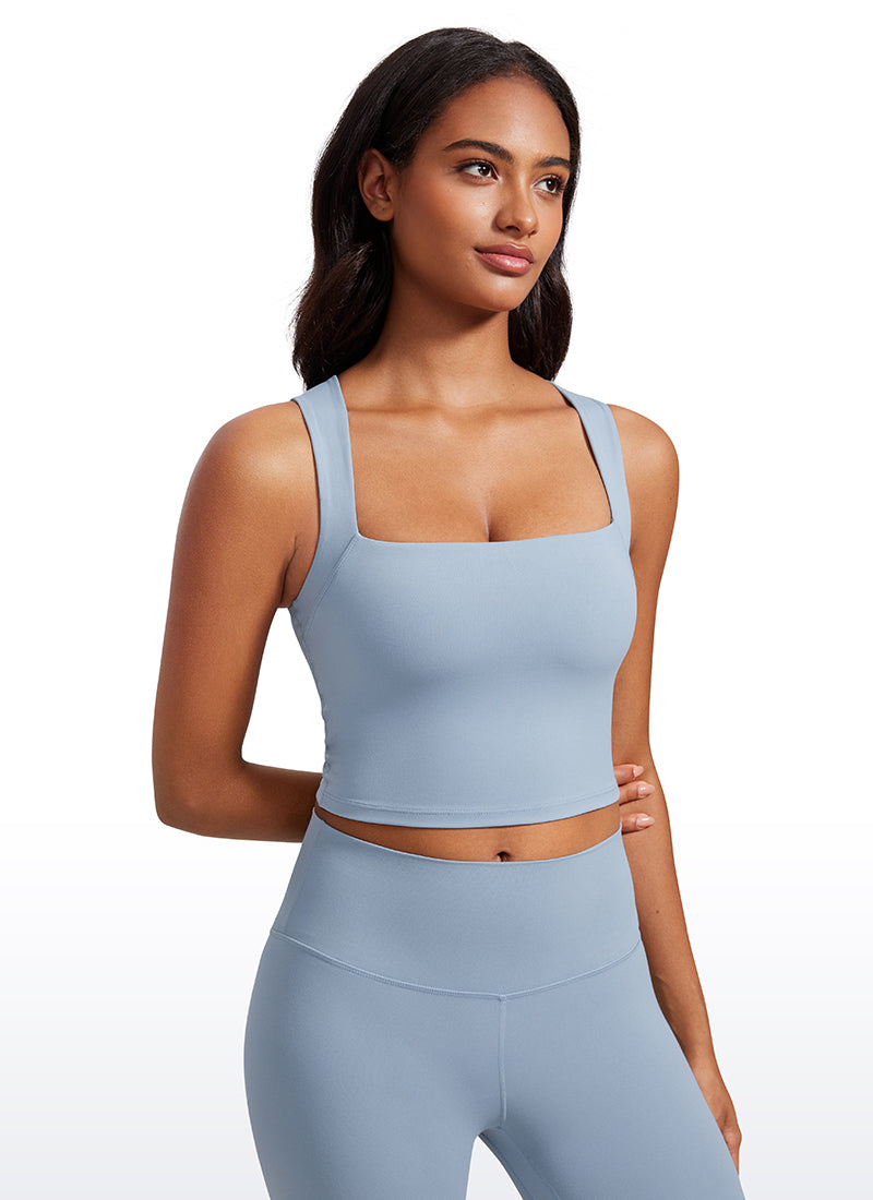 Débardeur de sport long à col carré avec soutien-gorge intégré Butterluxe pour femme Bleu Cambric