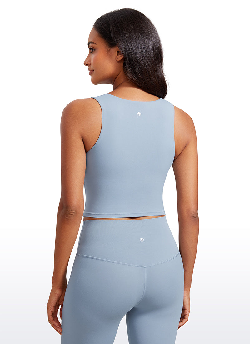 Débardeur de sport long à col carré avec soutien-gorge intégré Butterluxe pour femme Bleu Cambric