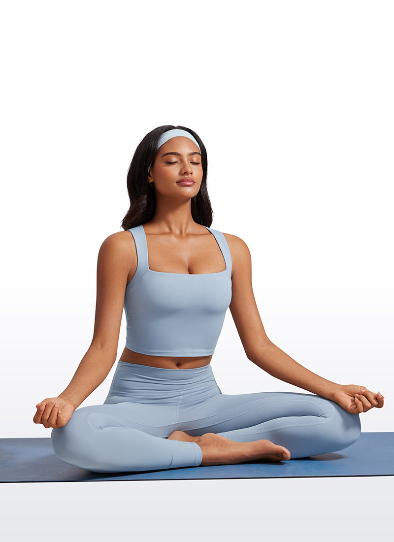 Débardeur de sport long à col carré avec soutien-gorge intégré Butterluxe pour femme Bleu Cambric