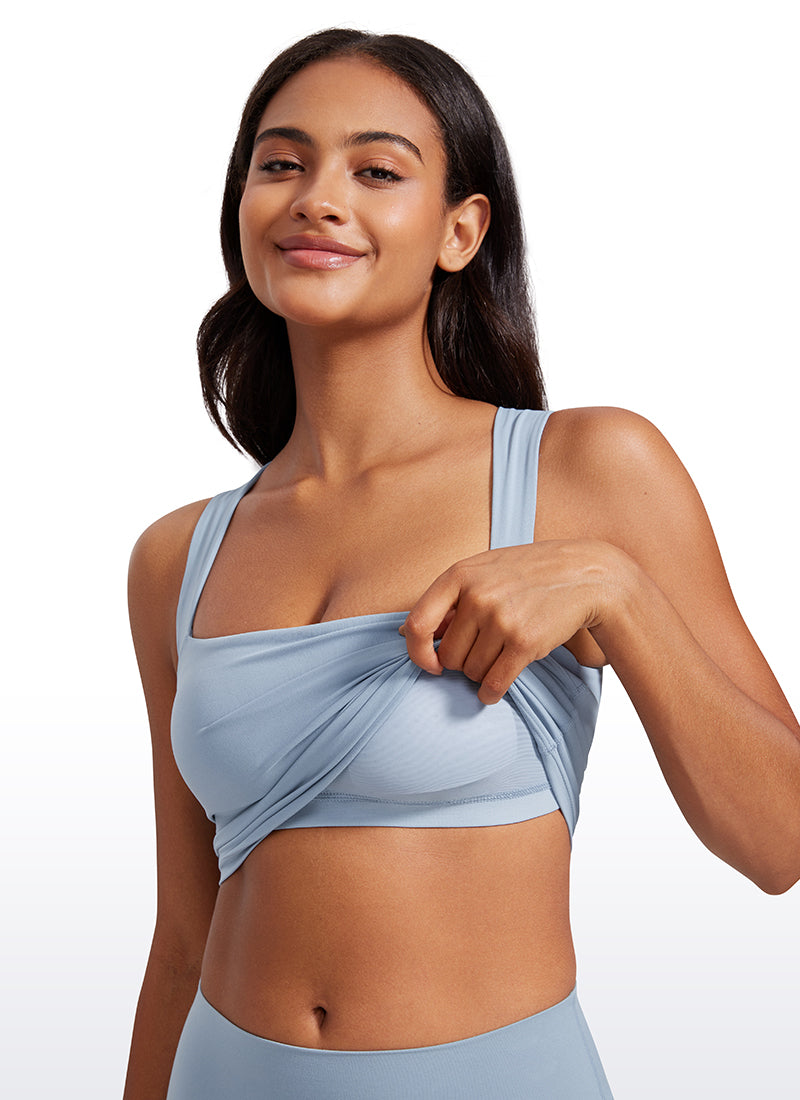 Débardeur de sport long à col carré avec soutien-gorge intégré Butterluxe pour femme Bleu Cambric