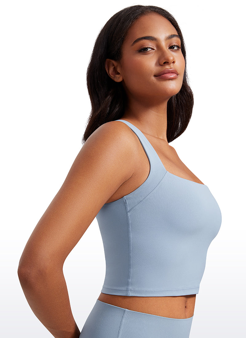 Débardeur de sport long à col carré avec soutien-gorge intégré Butterluxe pour femme Bleu Cambric