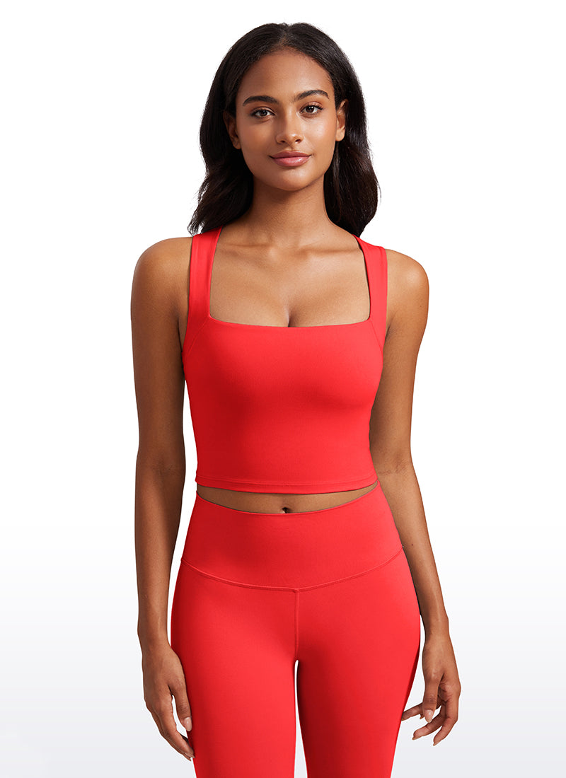 Débardeur de sport long à col carré avec soutien-gorge intégré Butterluxe pour femme Rouge foncé