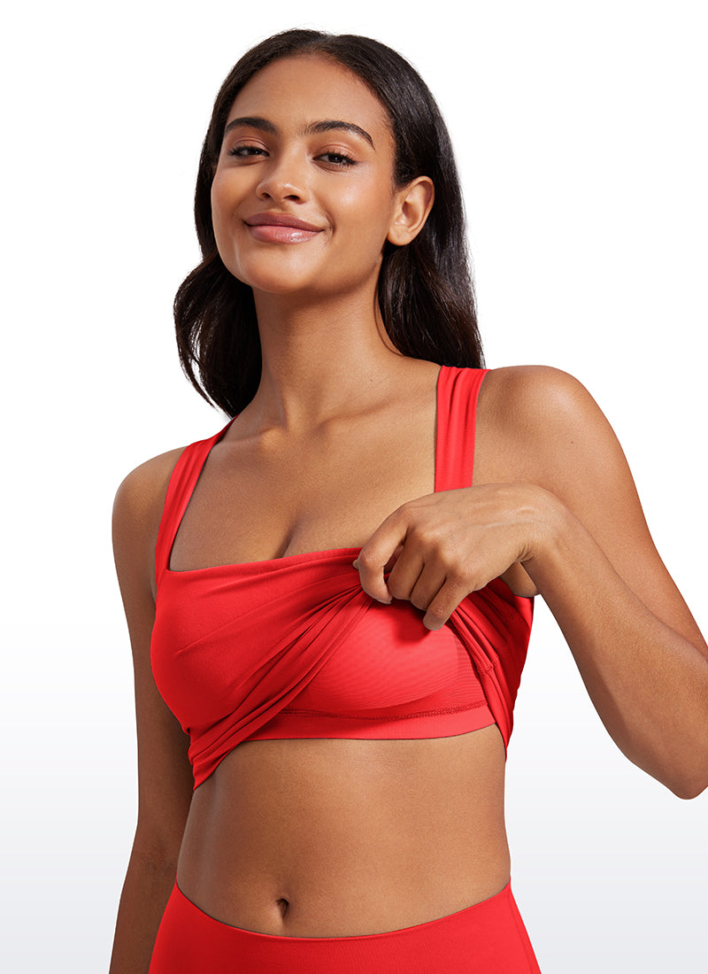Débardeur de sport long à col carré avec soutien-gorge intégré Butterluxe pour femme Rouge foncé