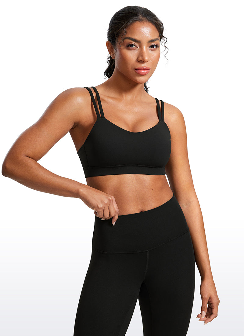 Soutien-gorge de yoga Butterluxe à bretelles et col en V avec bonnet moulé pour femme Noir