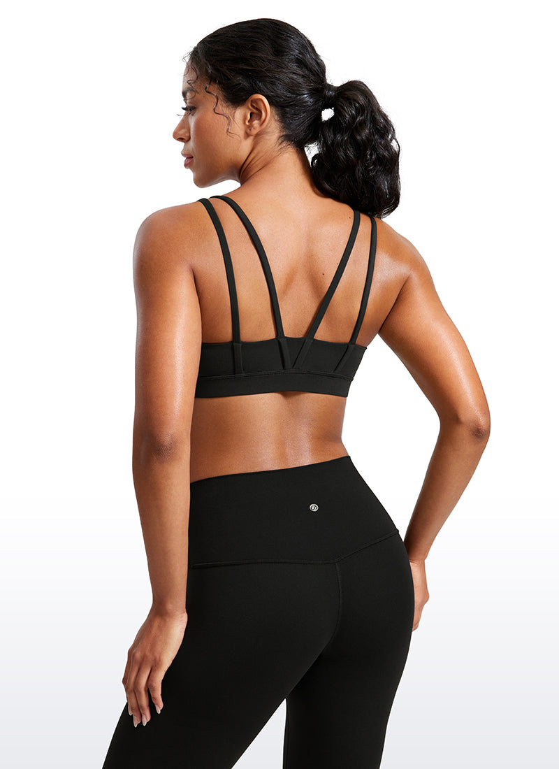 Soutien-gorge de yoga Butterluxe à bretelles et col en V avec bonnet moulé pour femme Noir