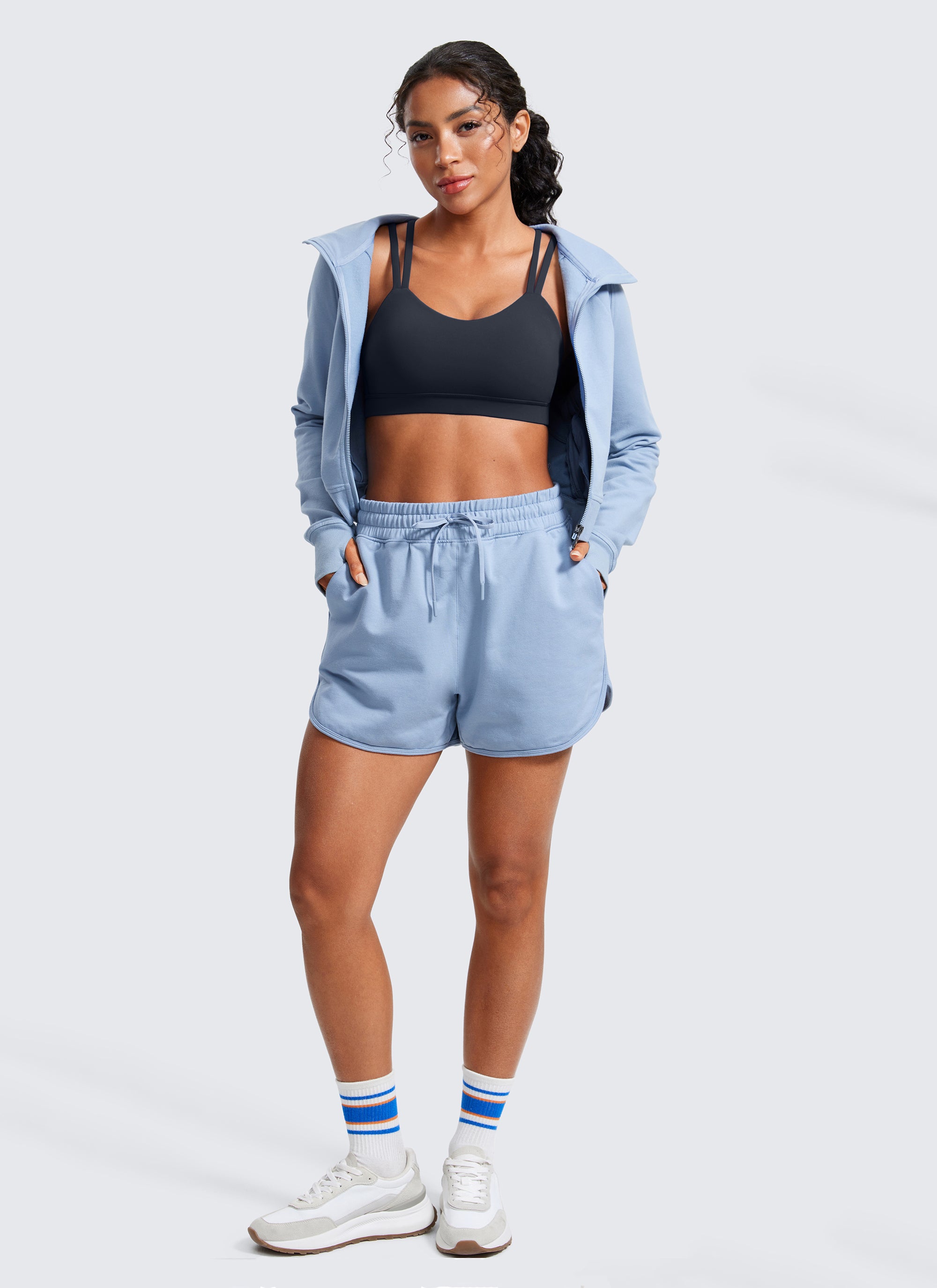 Soutien-gorge de yoga Butterluxe à bretelles et col en V avec bonnet moulé pour femme Bleu marine