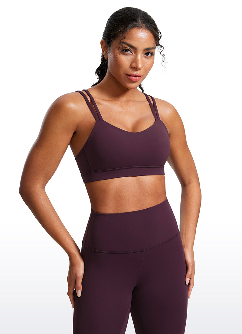 Soutien-gorge de yoga Butterluxe à bonnets moulés, col en V et bretelles CRZ YOGA pour femme, Violet Profond