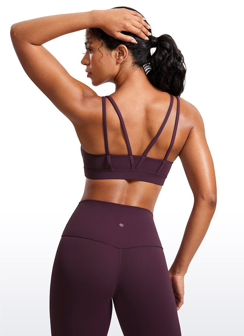 Soutien-gorge de yoga Butterluxe à bonnets moulés, col en V et bretelles CRZ YOGA pour femme, Violet Profond