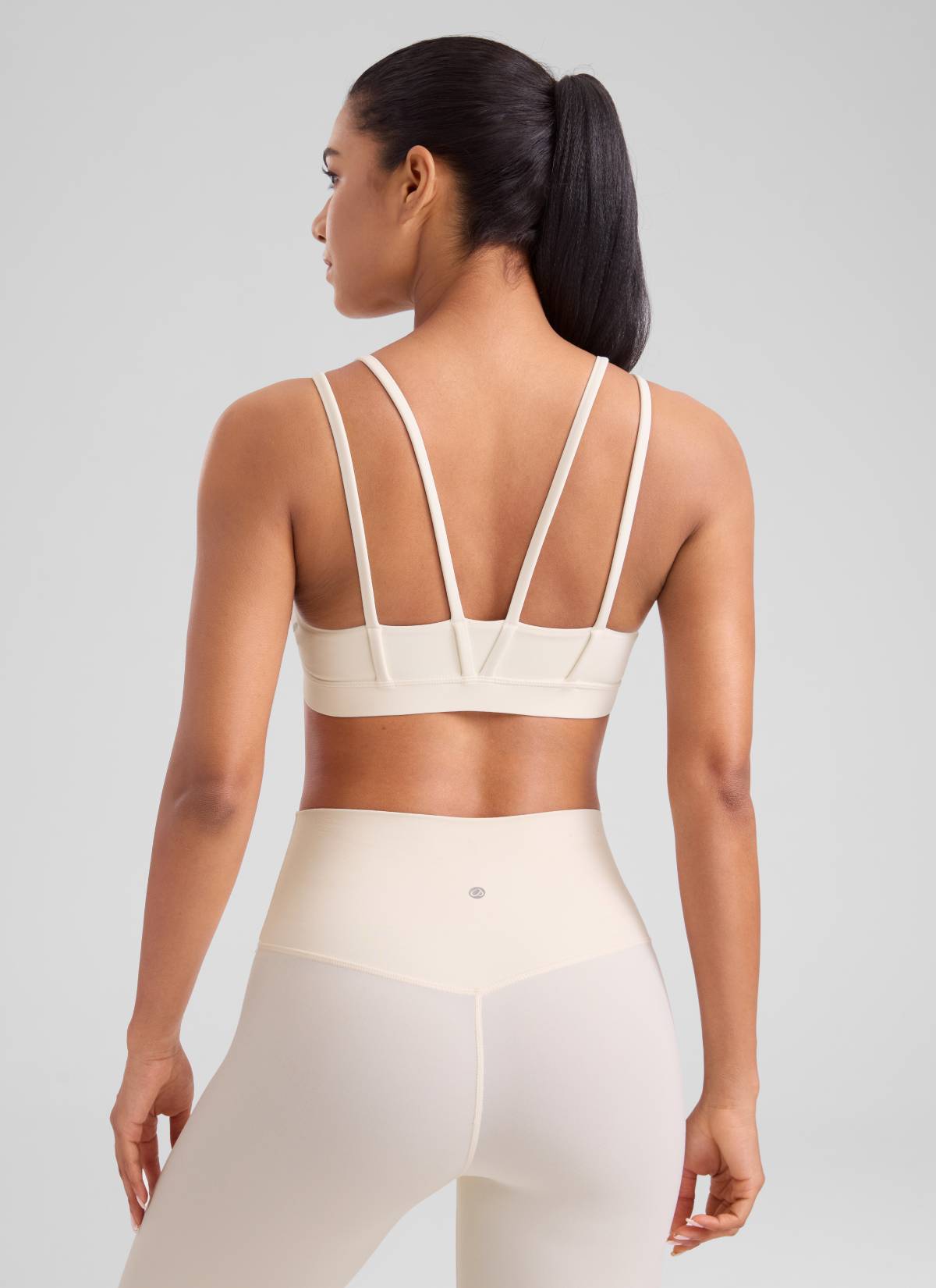 Soutien-gorge à bretelles CRZ YOGA Butterluxe pour femme, bonnets moulés, col en V, blanc abricot