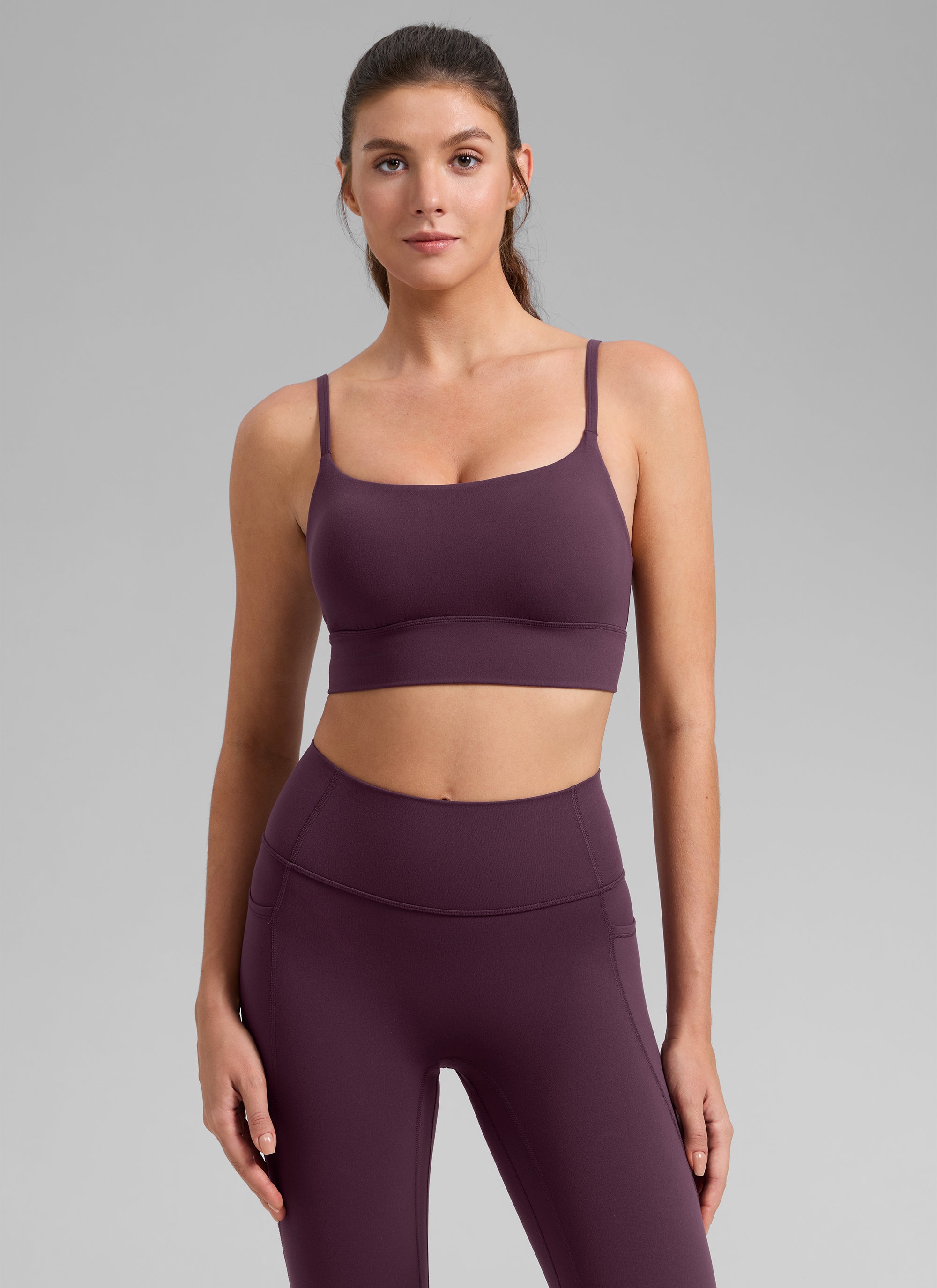 CRZ YOGA Reggiseno Sportivo Lungo da Donna Butterlift da Yoga con Reggiseno Integrato Viola Scuro