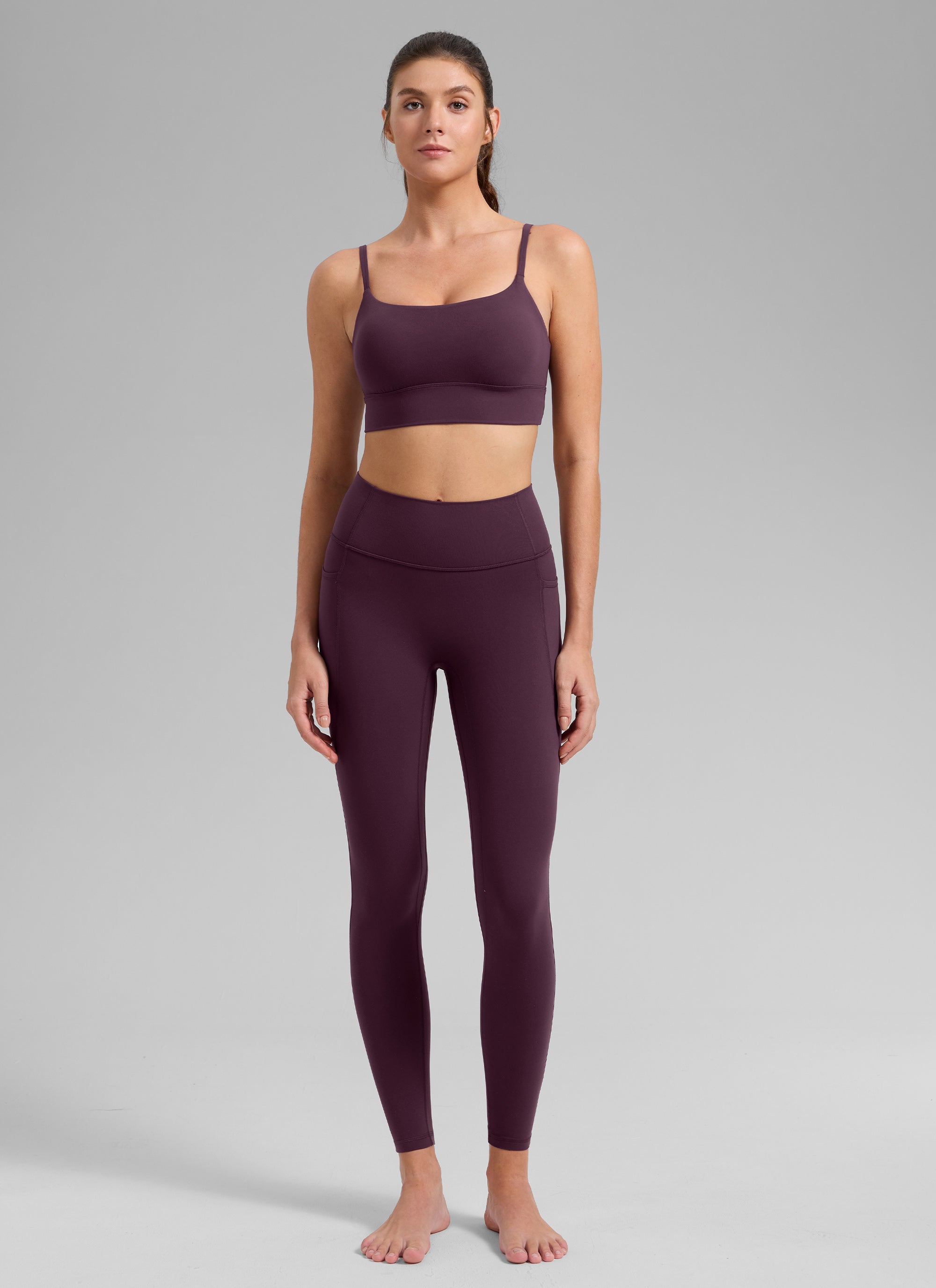 CRZ YOGA Reggiseno Sportivo Lungo da Donna Butterlift da Yoga con Reggiseno Integrato Viola Scuro