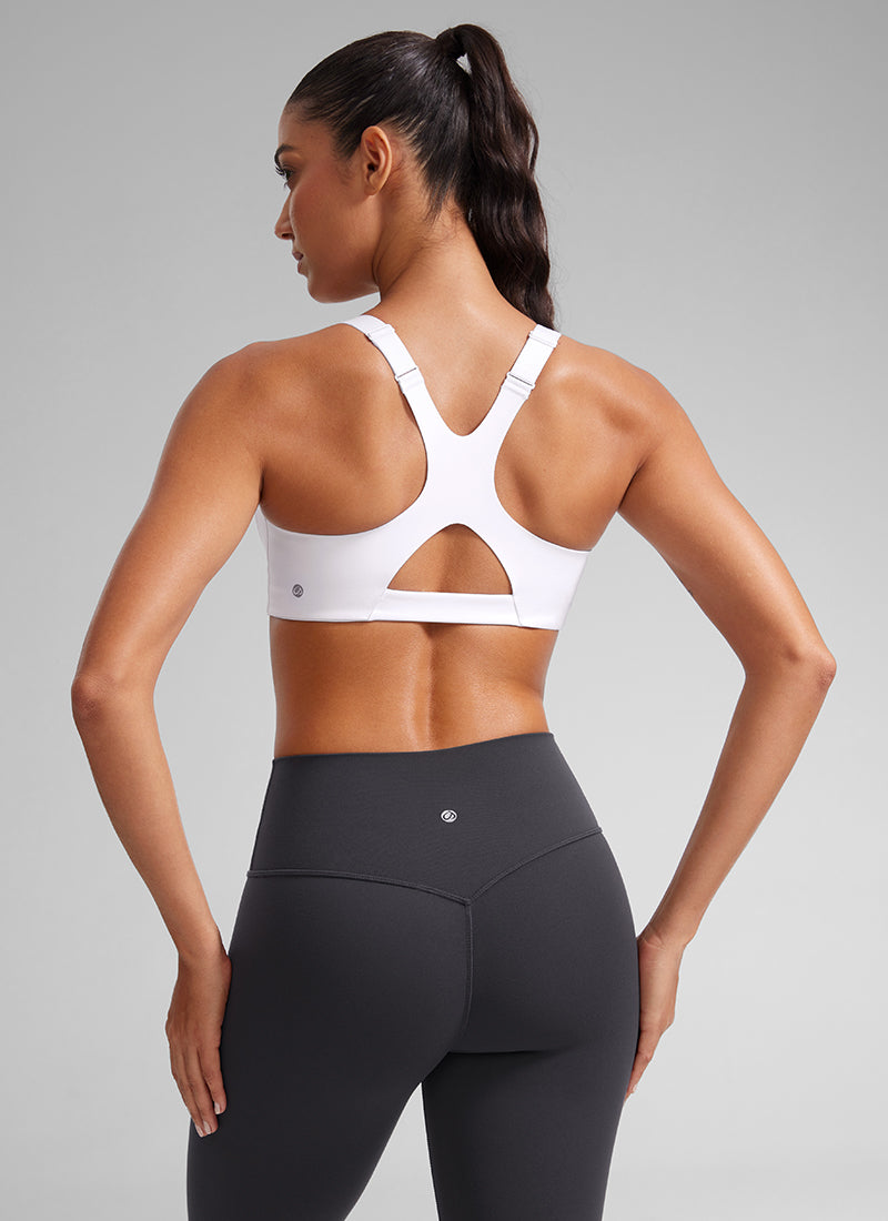 CRZ YOGA Dame Gymtopp Butterlift Scoop Neck BH Justerbare stropper Hvit @model_info:Mariana