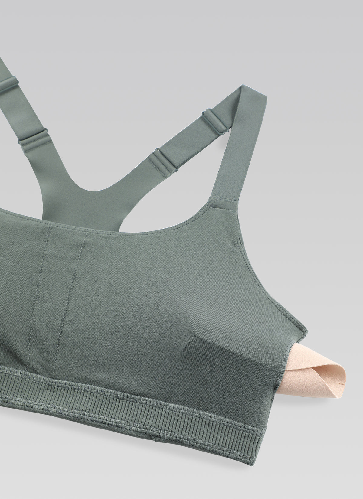 CRZ YOGA Dame Gymtopp Butterlift Scoop Neck BH Justerbare stropper Grå Salvie @model_info:NY