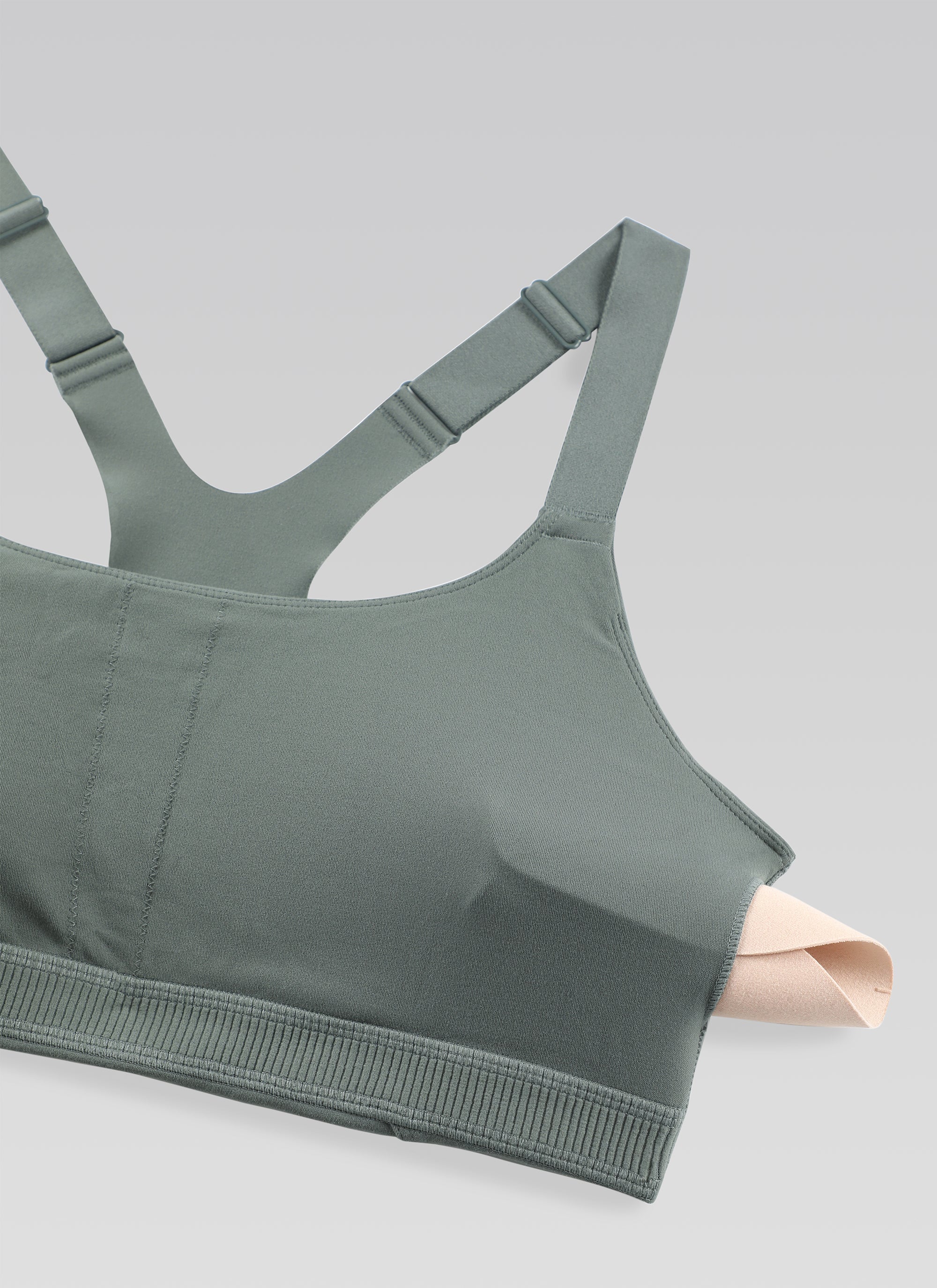 CRZ YOGA Dames Sporttop Butterlift Beha met Ronde Hals en Verstelbare Bandjes Grey Sage
