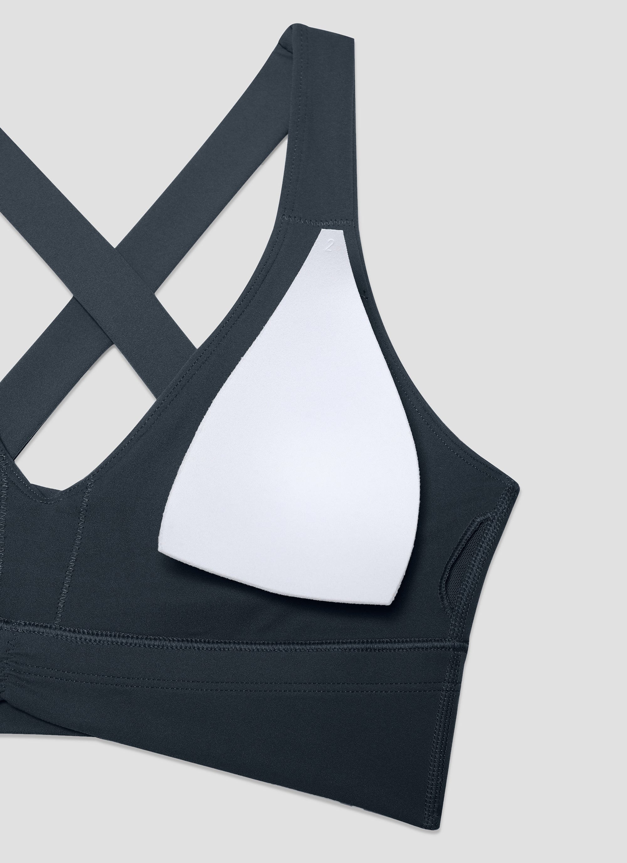 Sujetador de yoga de sujeción ligera con cuello en V y fruncido Butterluxe para mujer Azul Marino Verdadero