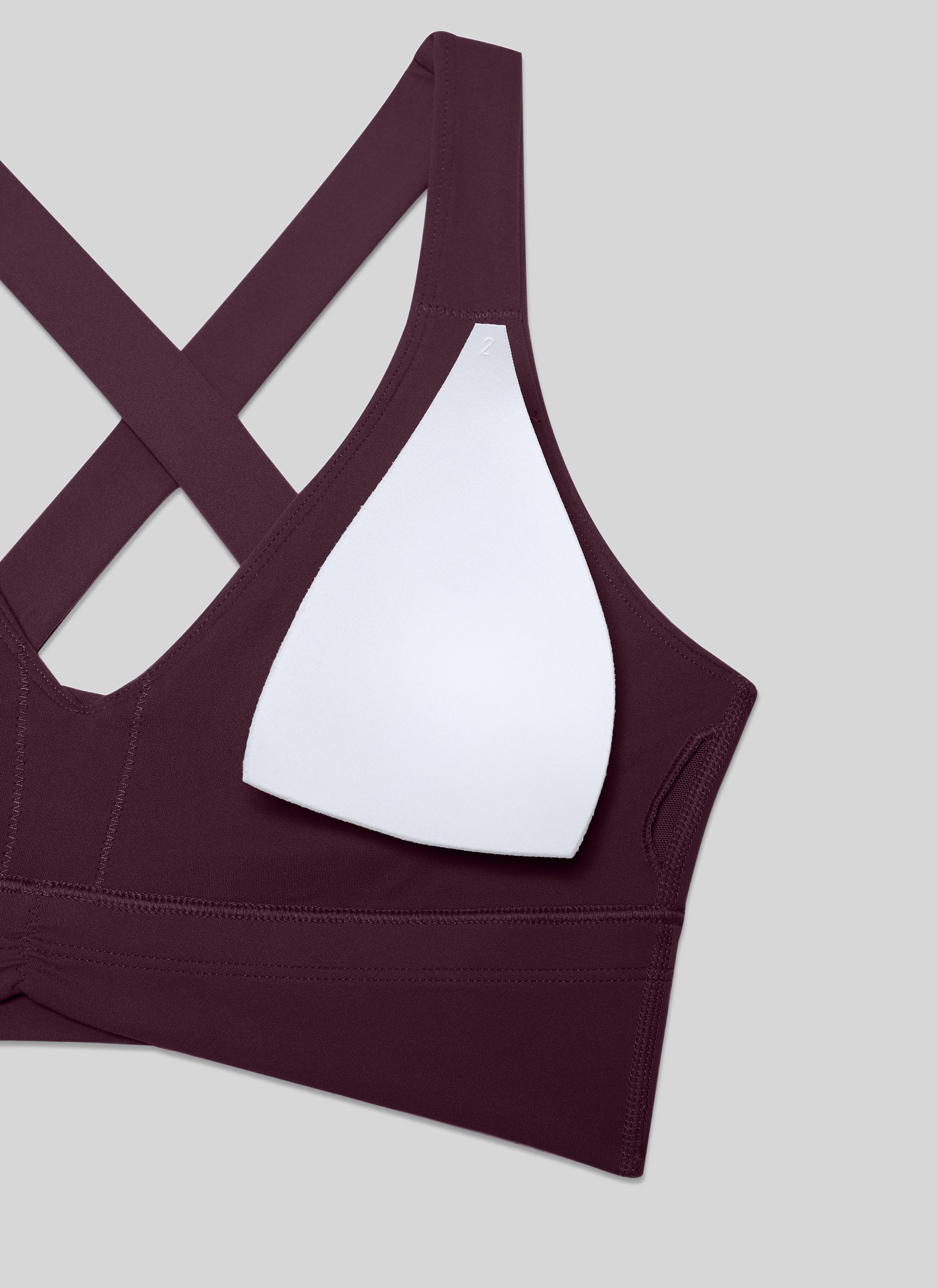 Sujetador de yoga de sujeción ligera con cuello en V y fruncido Butterluxe para mujer Púrpura Profundo