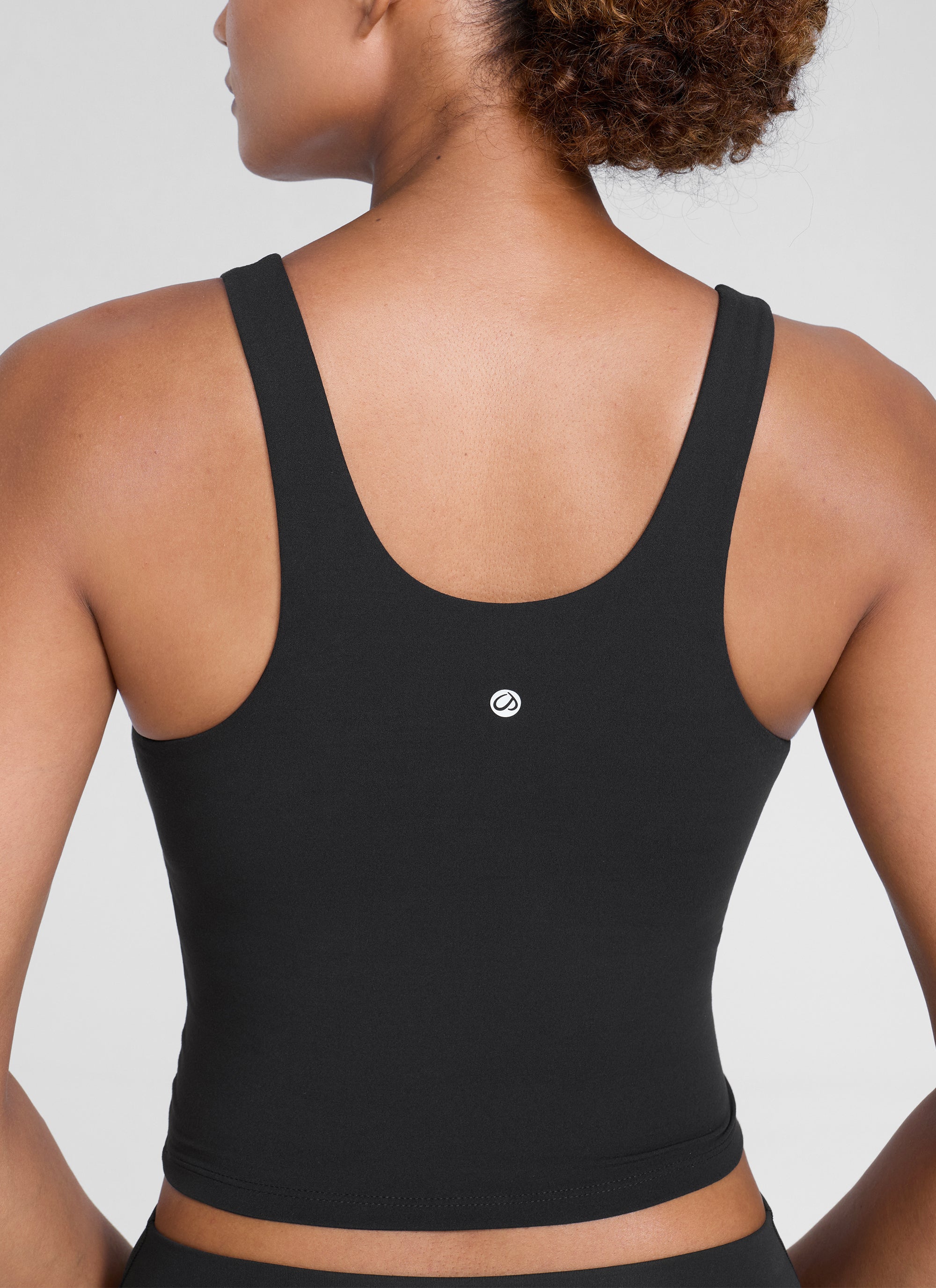CRZ YOGA Dames Butterlift Racerback U-hals Yoga Tanktop met ingebouwde bh Zwart