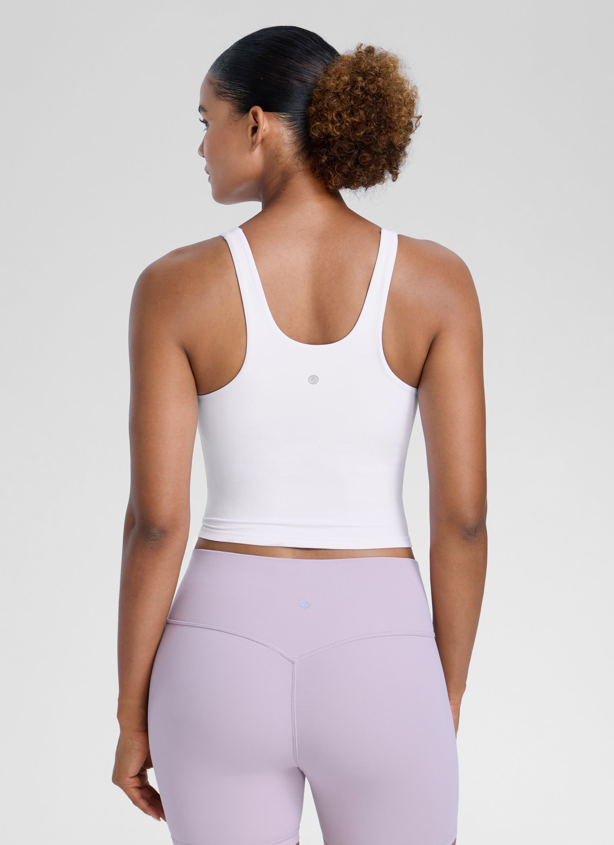 CRZ YOGA Dames Butterlift Racerback U-hals Yoga Tanktop met ingebouwde bh Wit