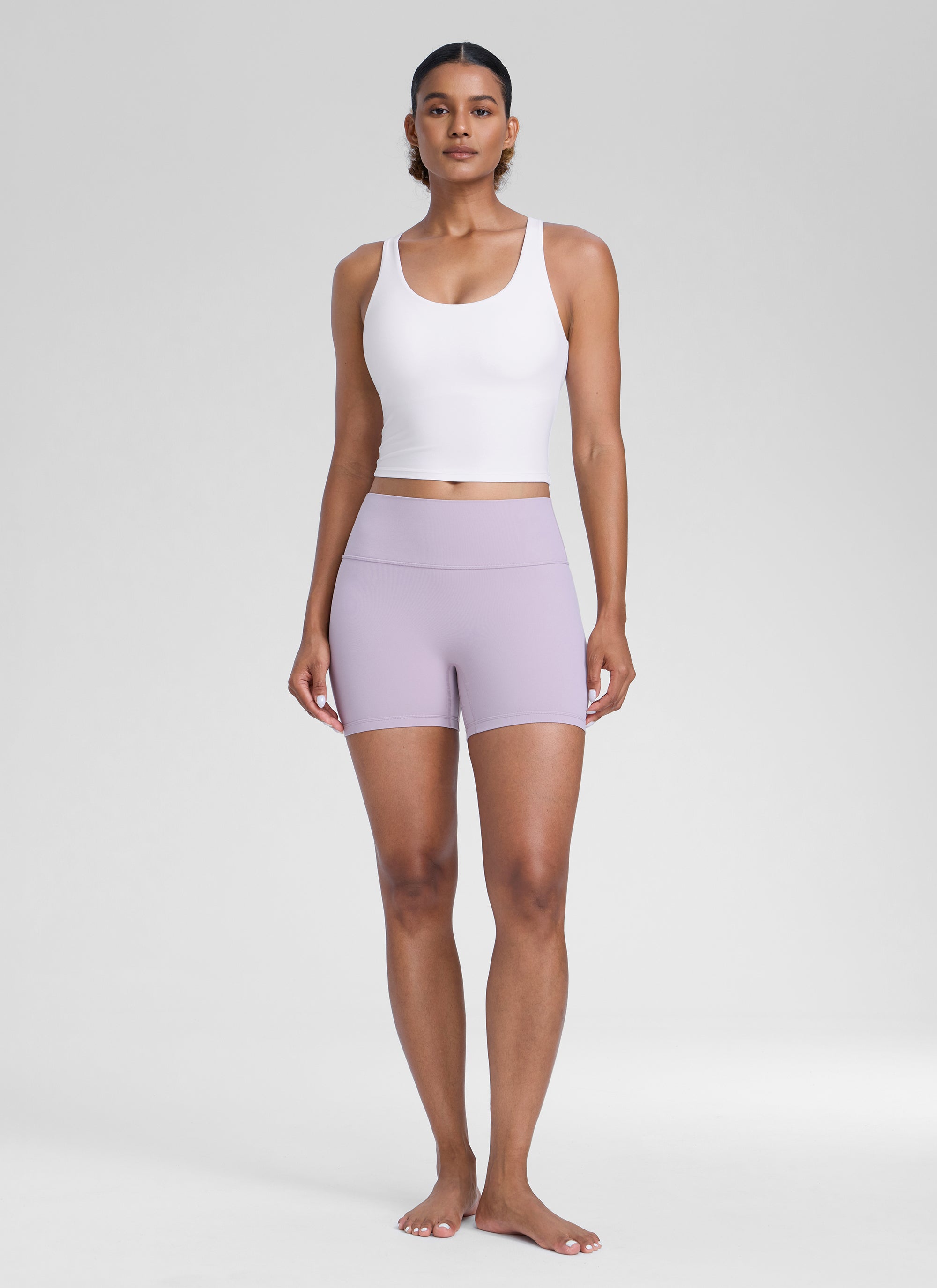 CRZ YOGA Dames Butterlift Racerback U-hals Yoga Tanktop met ingebouwde bh Wit