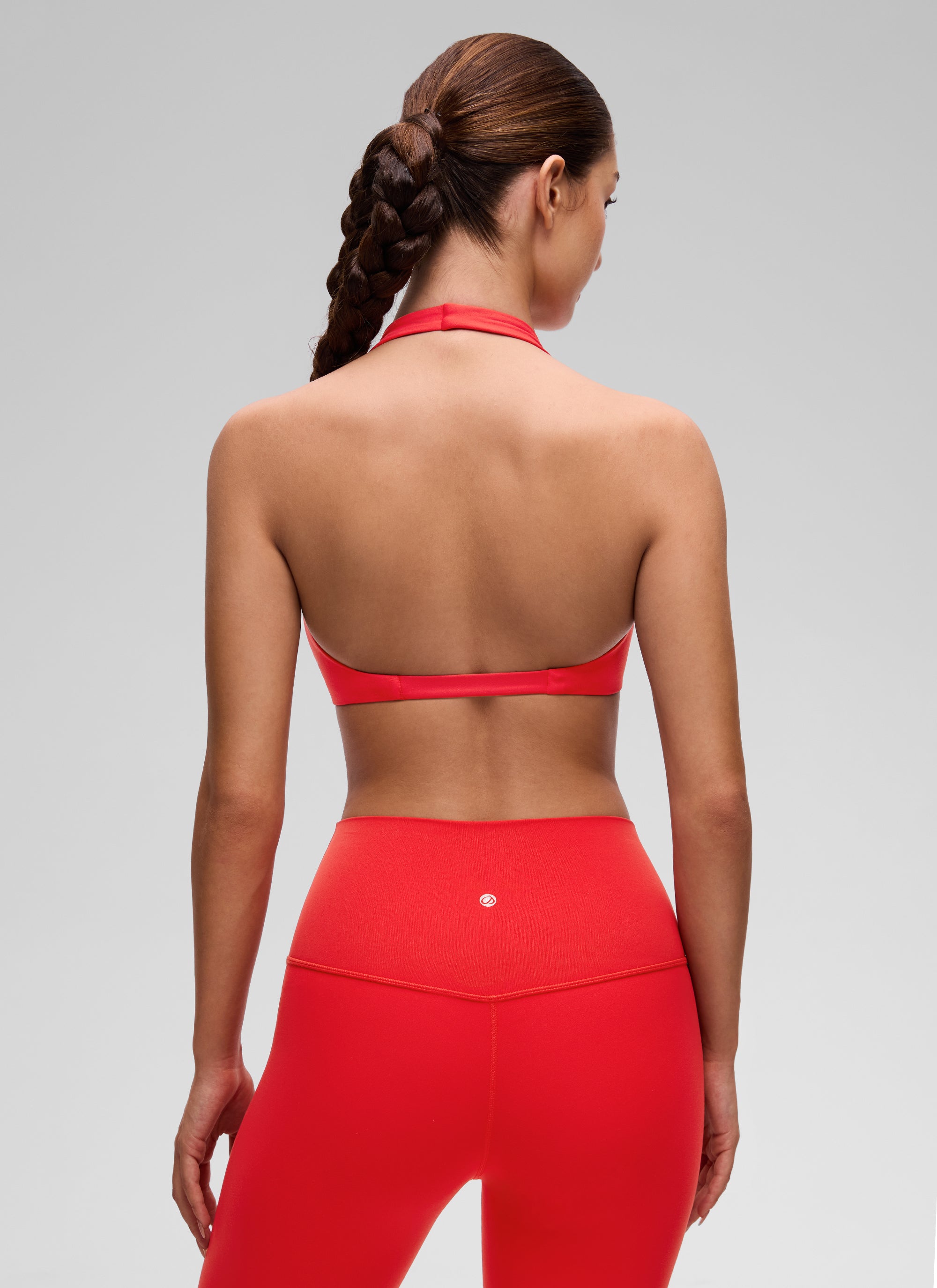 CRZ YOGA Damen Butterluxe Yoga V-Ausschnitt Crop Zweilagiger Sport-BH Deep Red