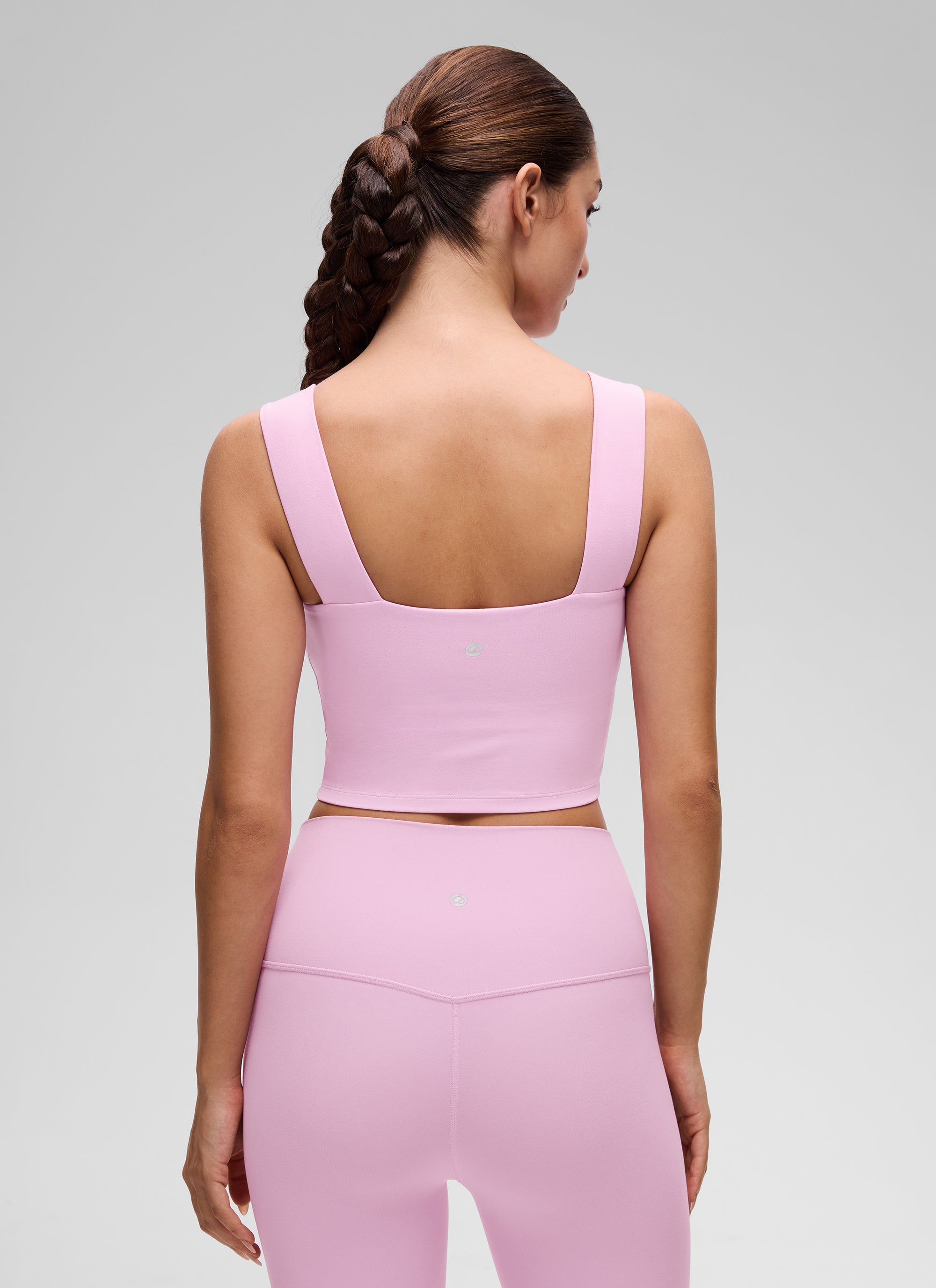 Débardeur court CRZ YOGA Butterluxe pour femme, col carré, soutien-gorge intégré, rose Vita