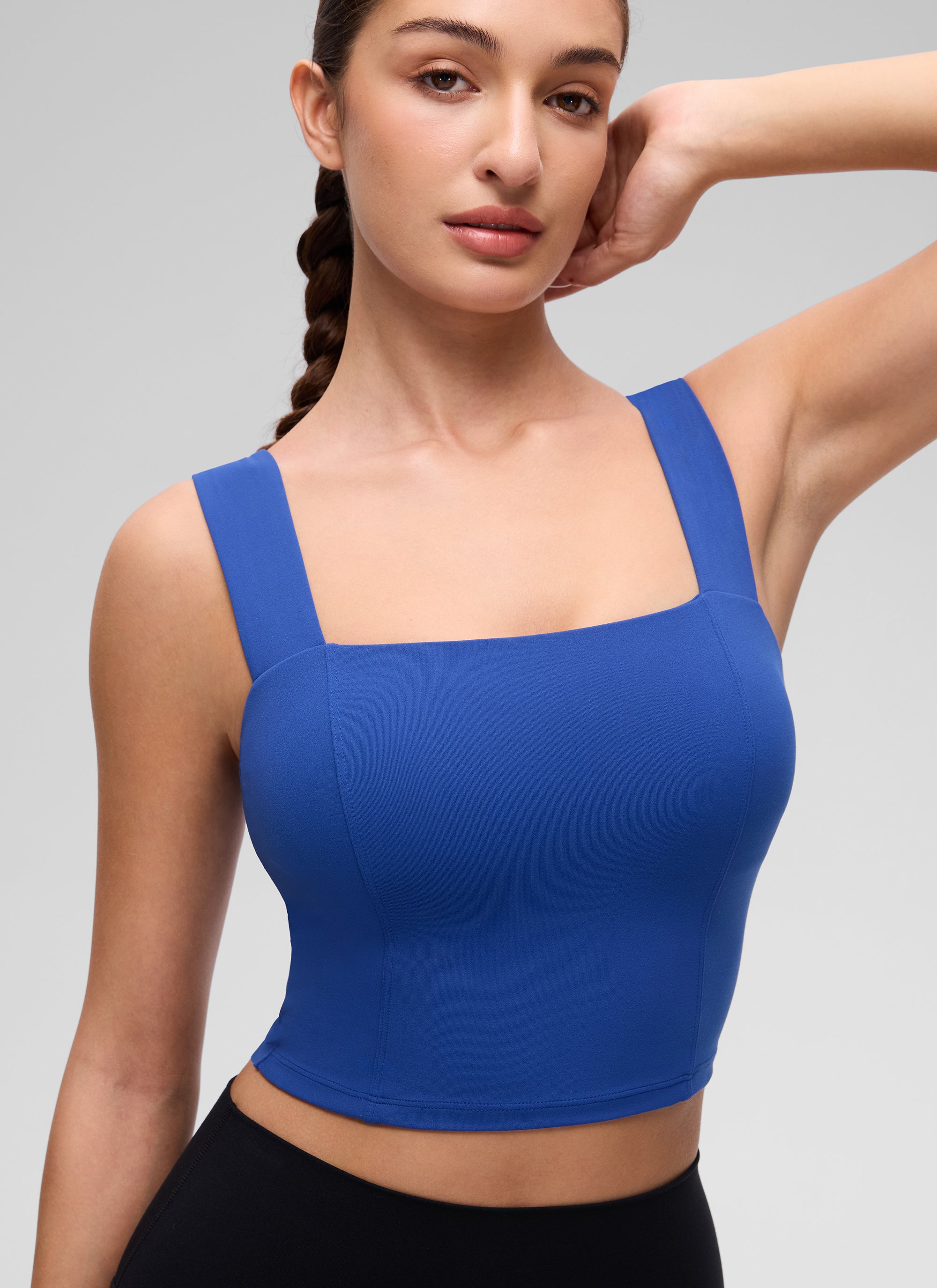 Débardeur court à encolure carrée et soutien-gorge intégré Butterluxe pour femme CRZ YOGA Waves Blue