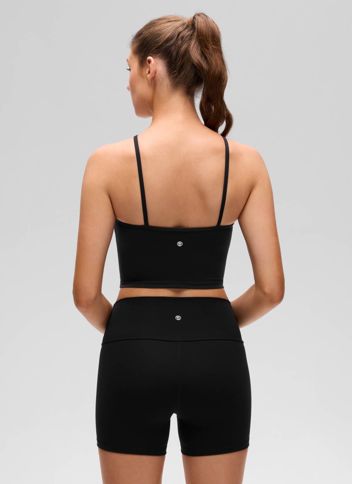 CRZ YOGA Damen- Butterluxe -Yoga-Cross-Halter-Crop-Top mit integriertem BH, schwarz