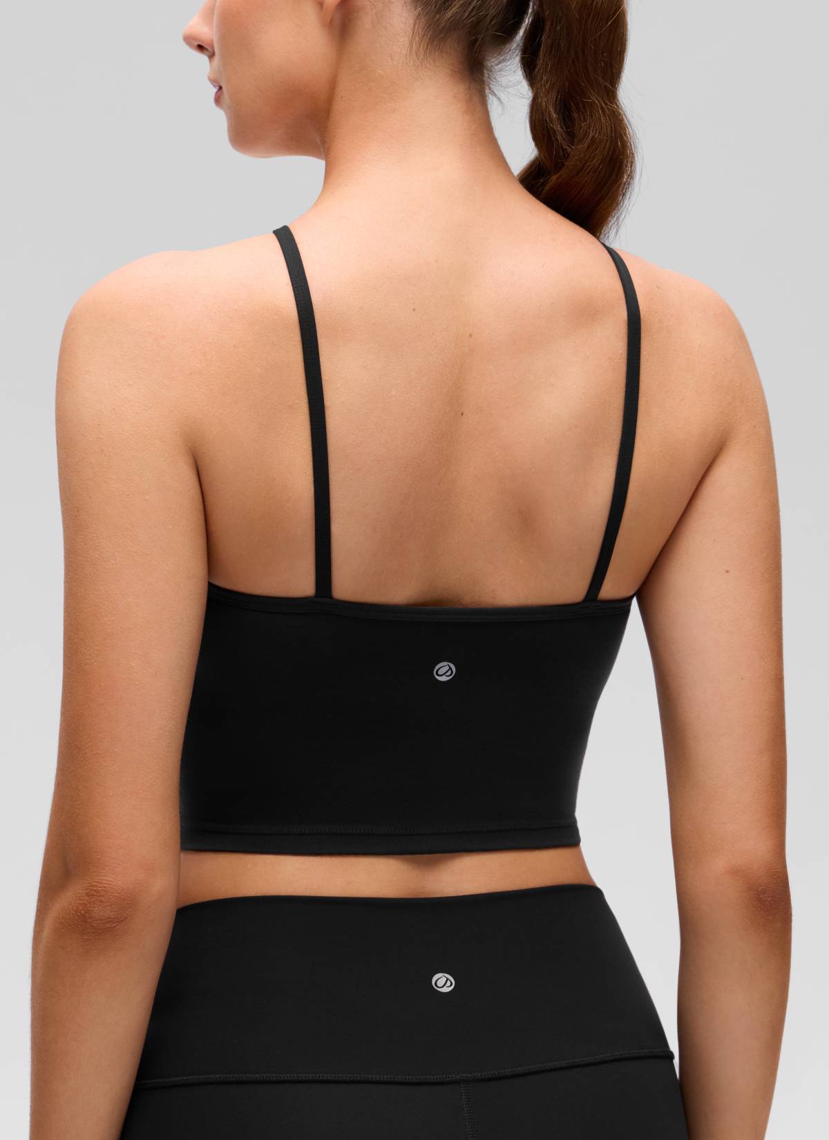 CRZ YOGA Damen- Butterluxe -Yoga-Cross-Halter-Crop-Top mit integriertem BH, schwarz