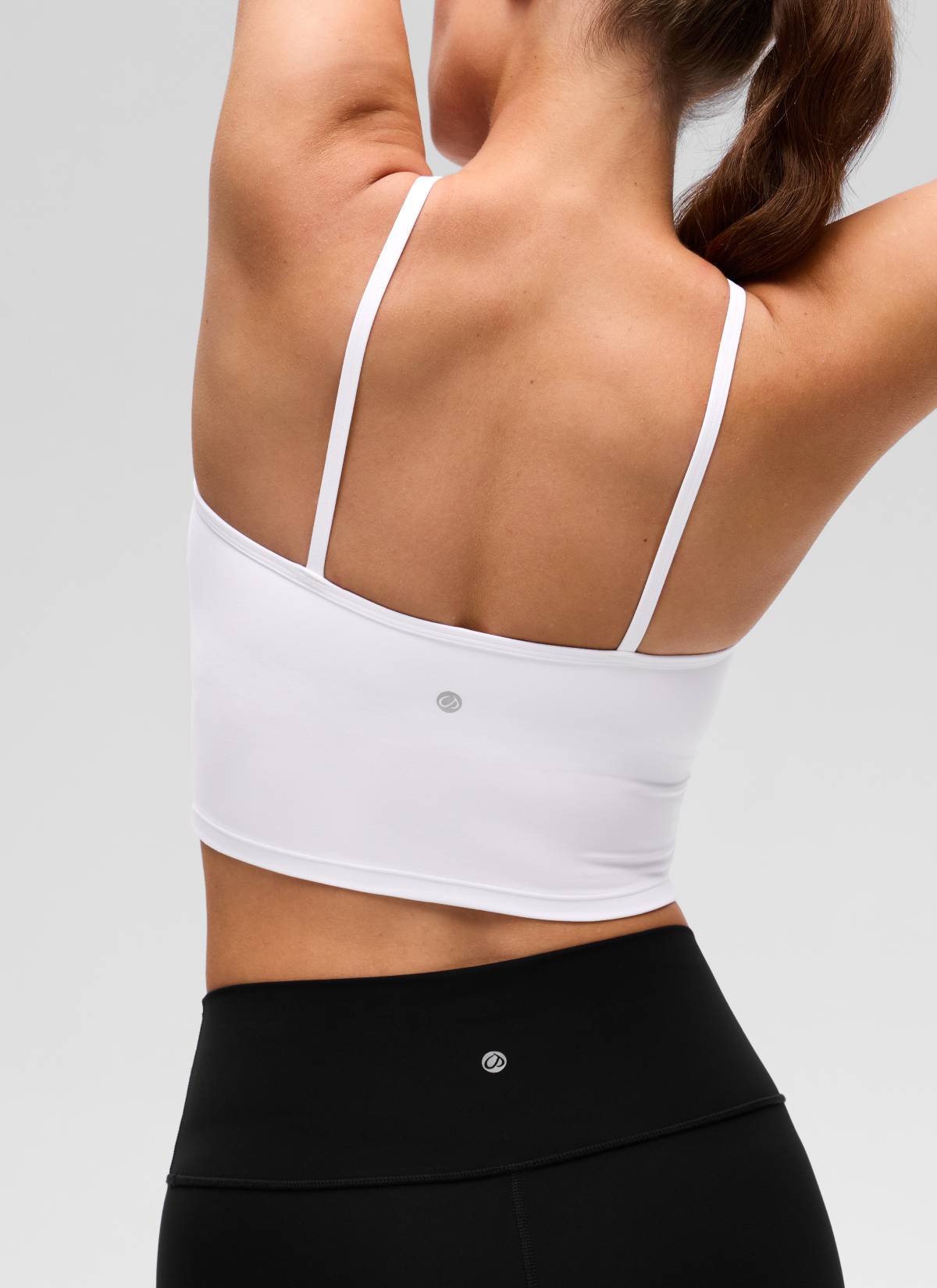 CRZ YOGA Damen- Butterluxe -Yoga-Cross-Halter-Crop-Top mit integriertem BH, weiß
