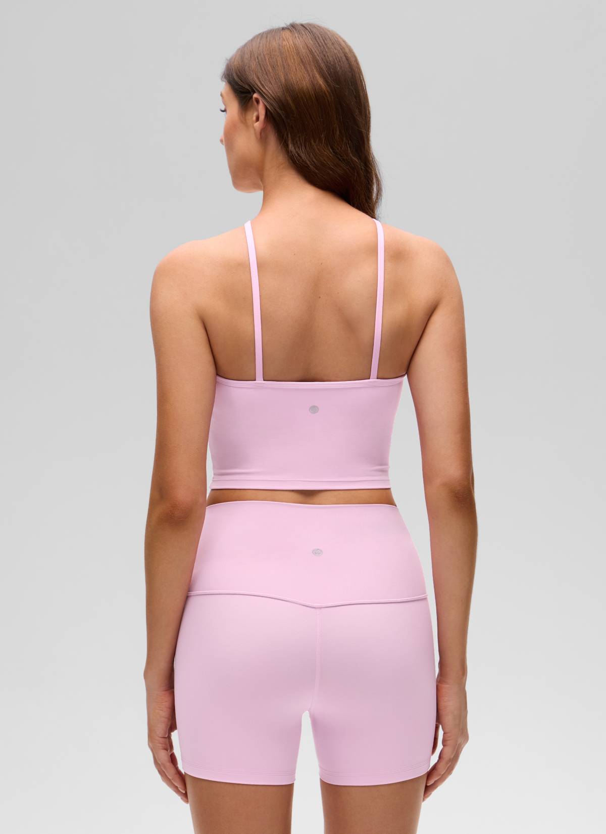 CRZ YOGA Damen- Butterluxe -Yoga-Cross-Halter-Crop-Top mit integriertem BH – Vita Pink