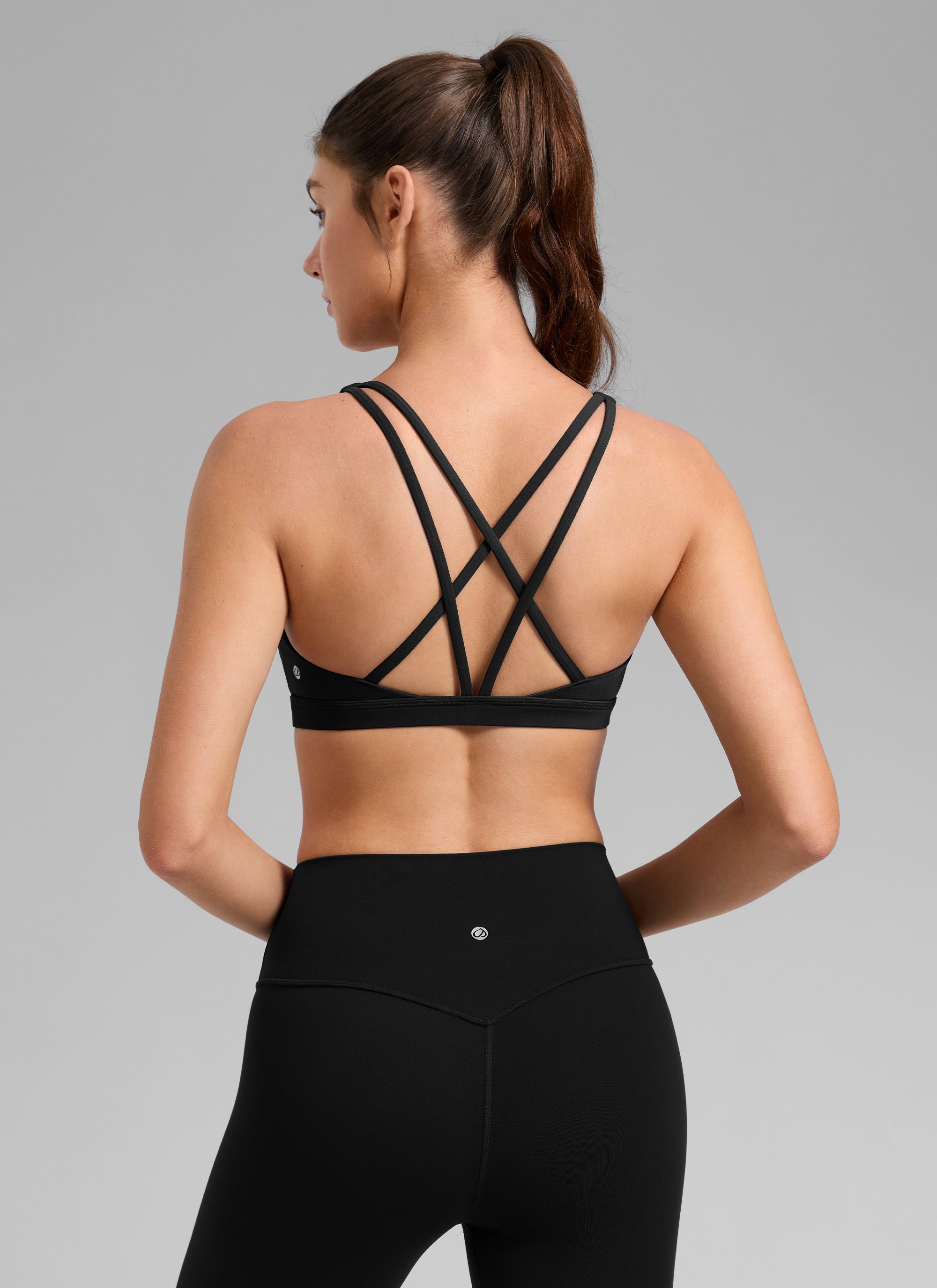 CRZ YOGA Butterlift Sujetador Deportivo de Entrenamiento con Escote en U y Espalda Cruzada para Mujer Negro