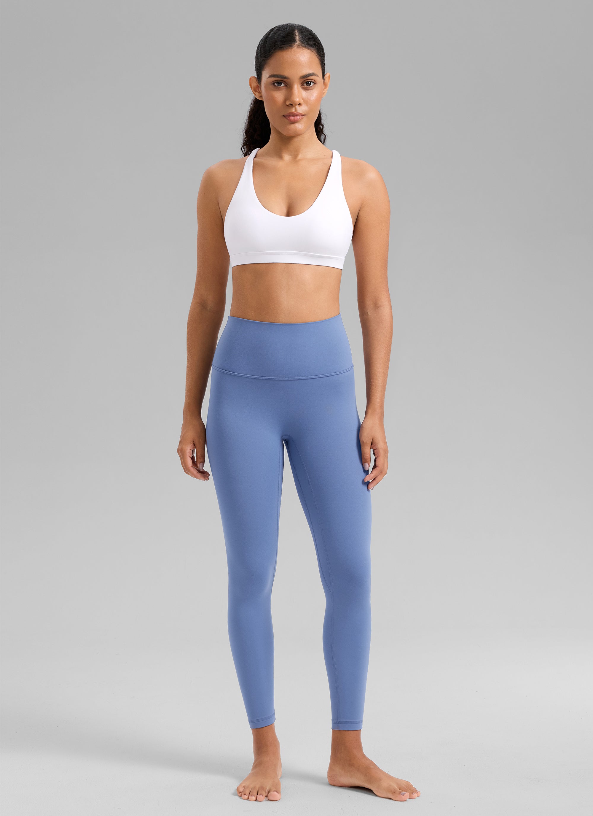 CRZ YOGA Women's Butterlift Workout U Neck Cross Back Sports Bra White