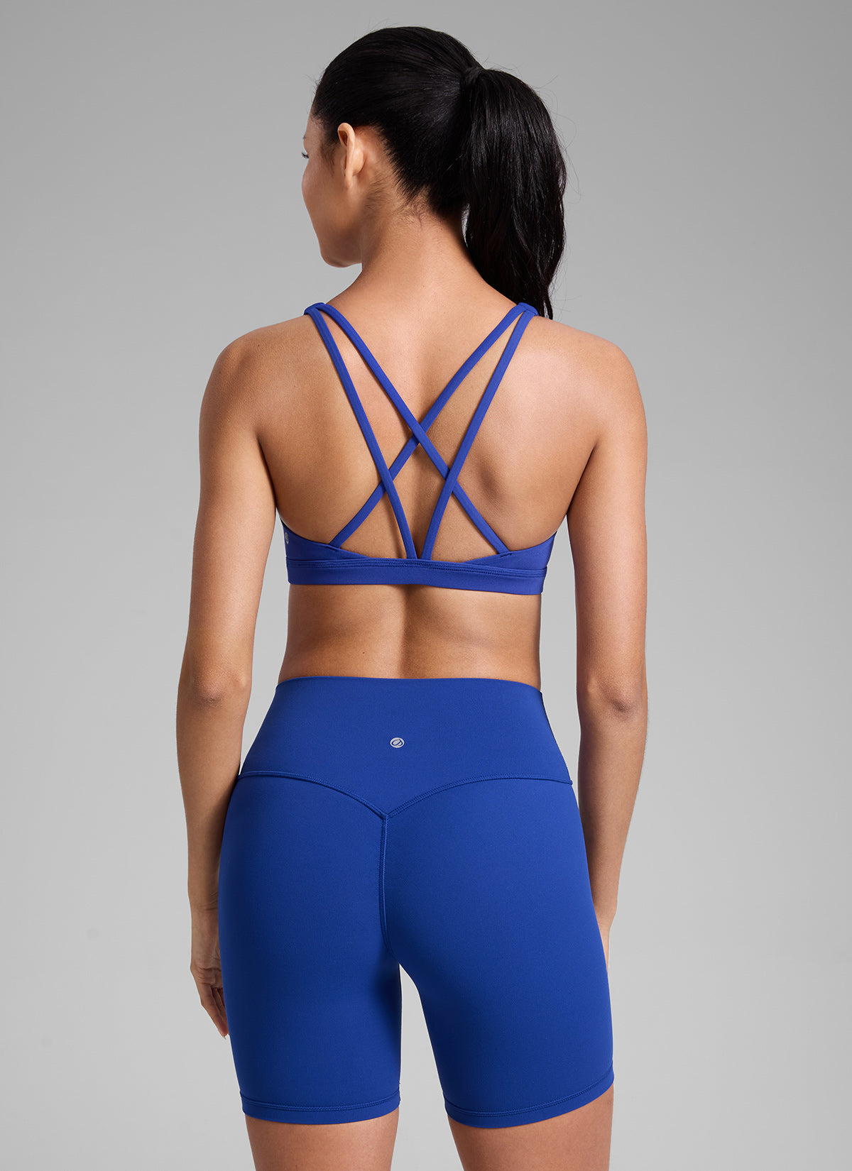 CRZ YOGA Butterlift Sujetador Deportivo de Entrenamiento con Escote en U y Espalda Cruzada para Mujer Azul Olas
