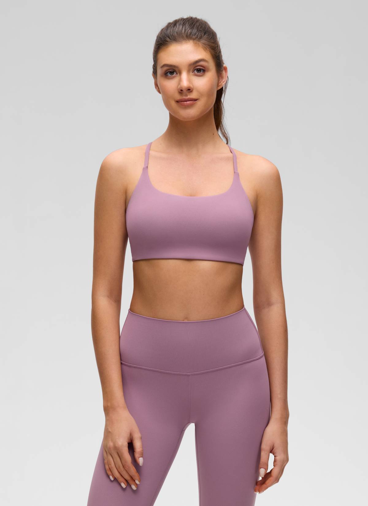CRZ YOGA – Sutien sport pentru femei Butterluxe, cu gât rotund și spate încrucișat, pentru yoga, lavandă deschisă