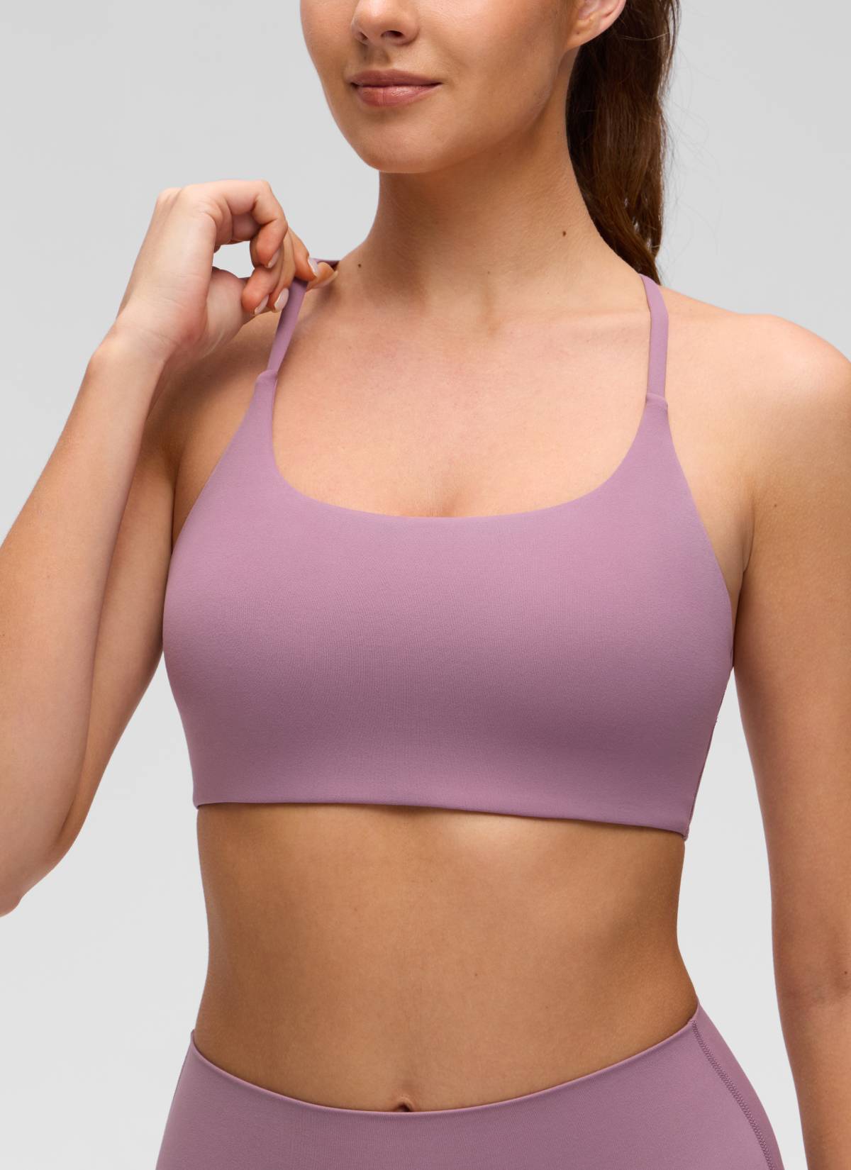 CRZ YOGA – Sutien sport pentru femei Butterluxe, cu gât rotund și spate încrucișat, pentru yoga, lavandă deschisă