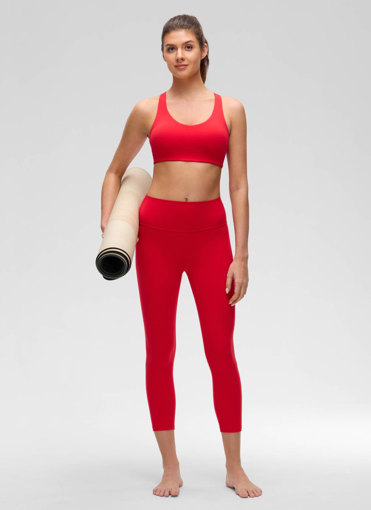 Soutien-gorge de sport de yoga Butterluxe à col en V et dos à brides CRZ YOGA pour femme Rouge Aurora Red