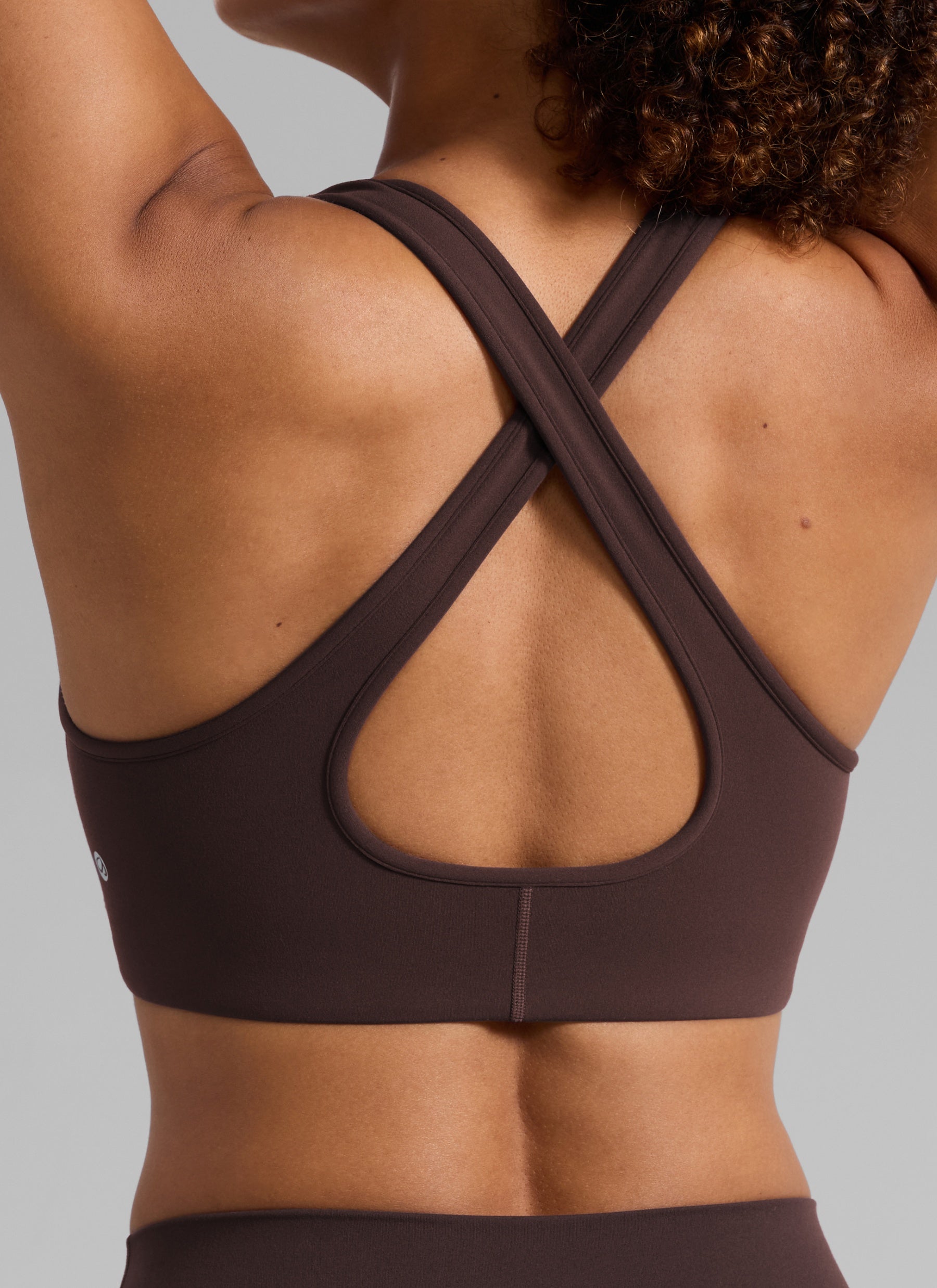 Sujetador deportivo Butterlift® de entrenamiento CRZ YOGA para mujer, con cuello en V profundo y espalda cruzada, color Marrón chocolate